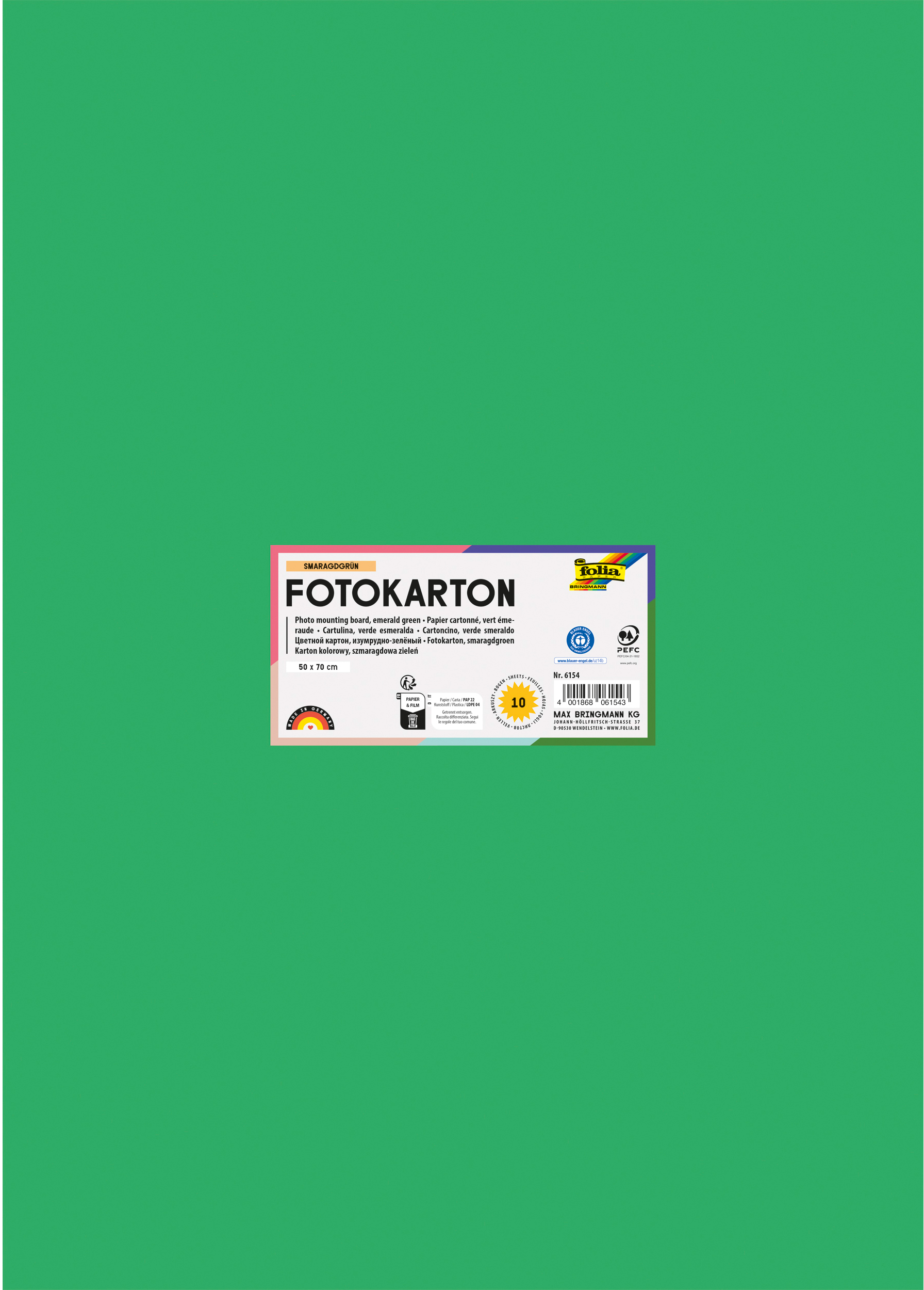 FOLIA Fotokarton 50x70cm 6154 300g, smaragdgrün