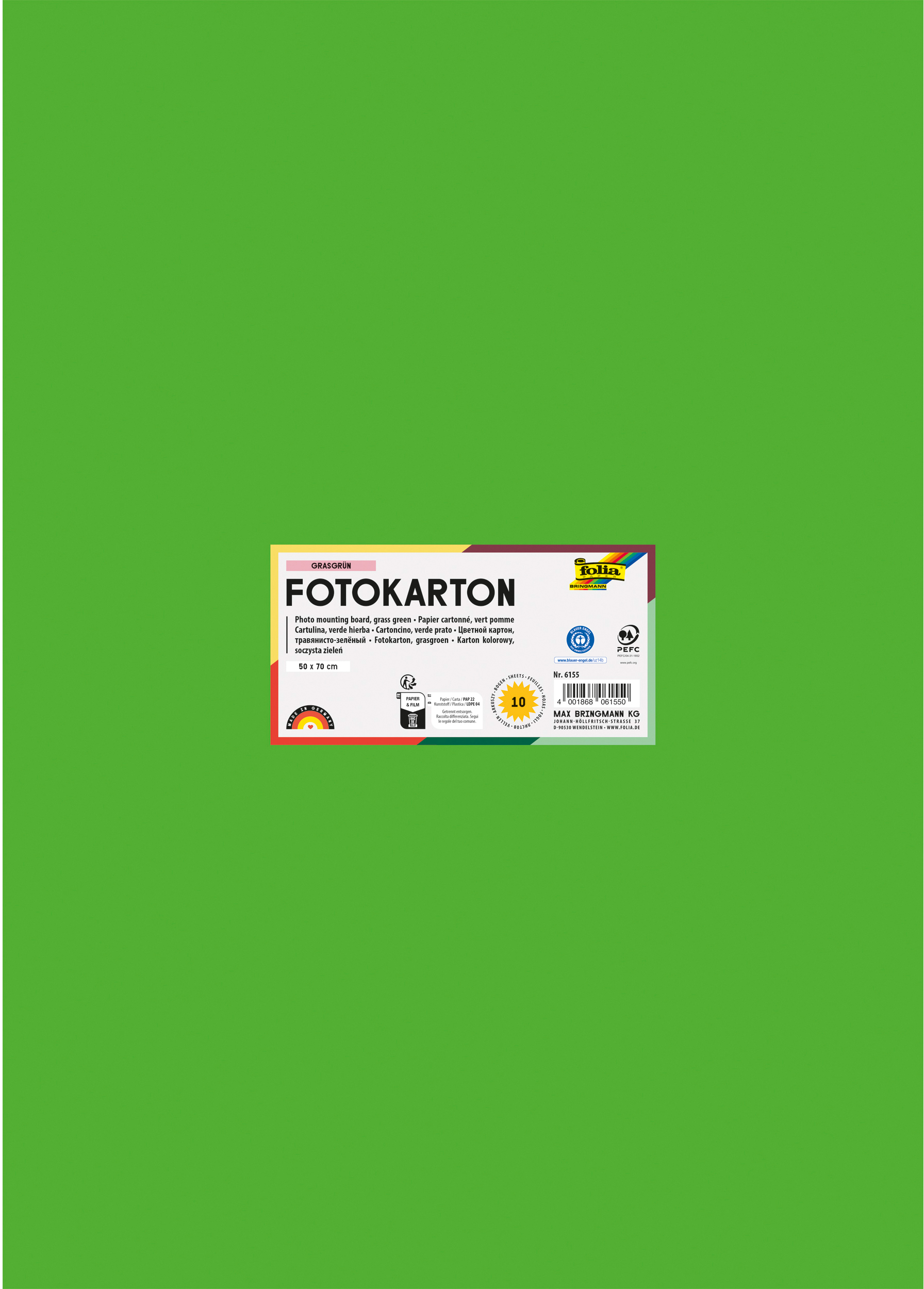 FOLIA Fotokarton 50x70cm 6155 300g, grasgrün