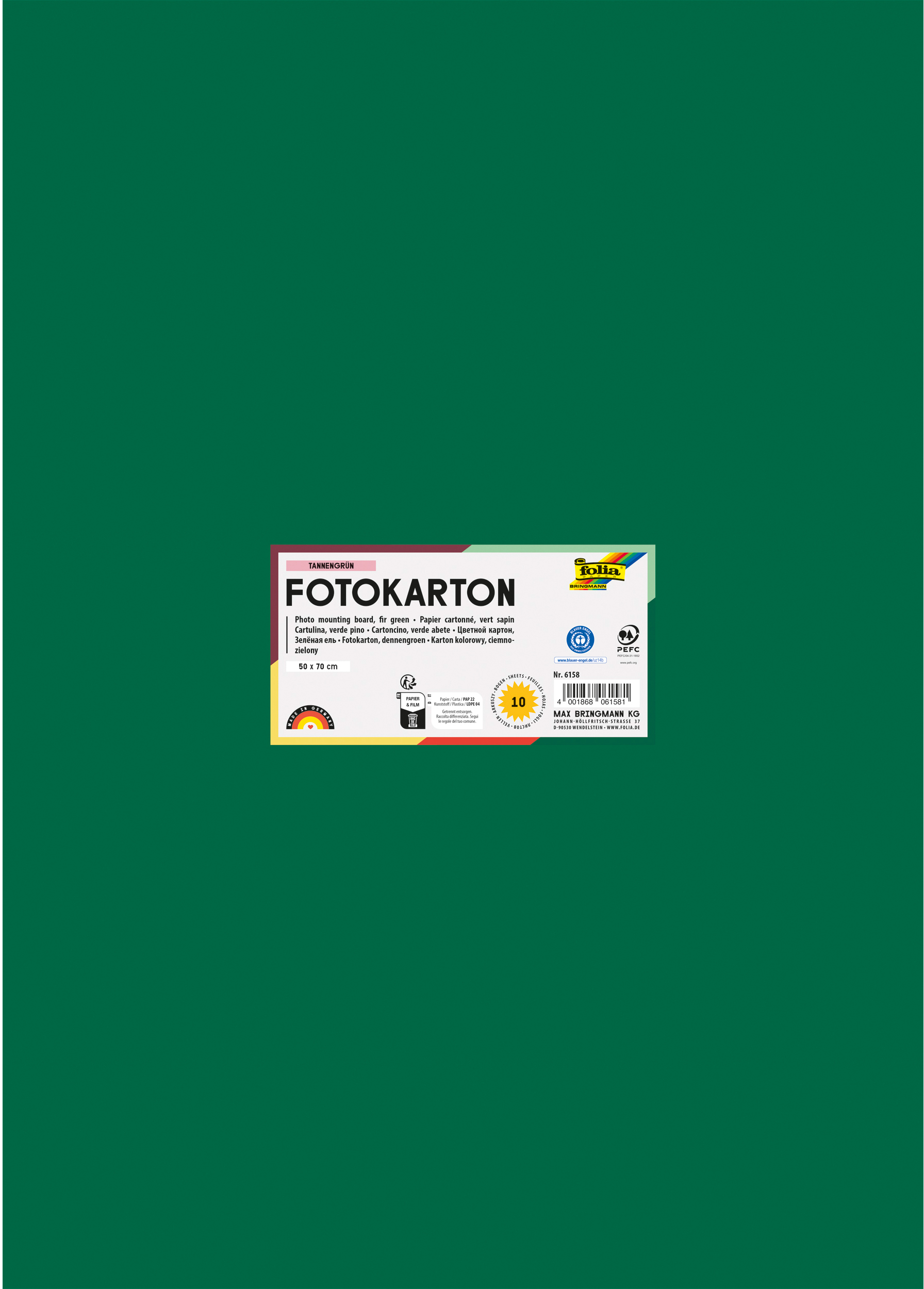 FOLIA Fotokarton 50x70cm 6158 300g, tannengrün