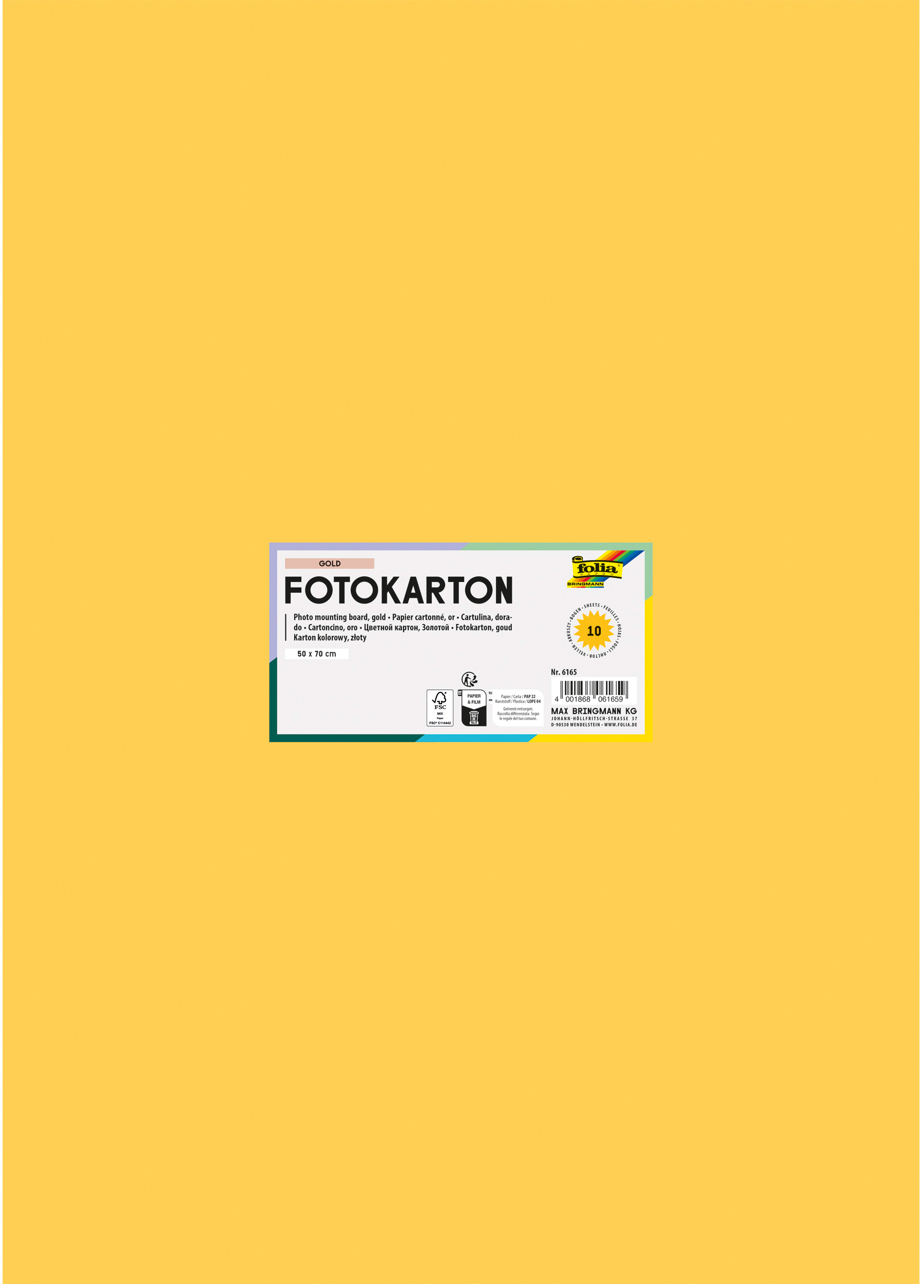 FOLIA Fotokarton 50x70cm 6165 300g, gold