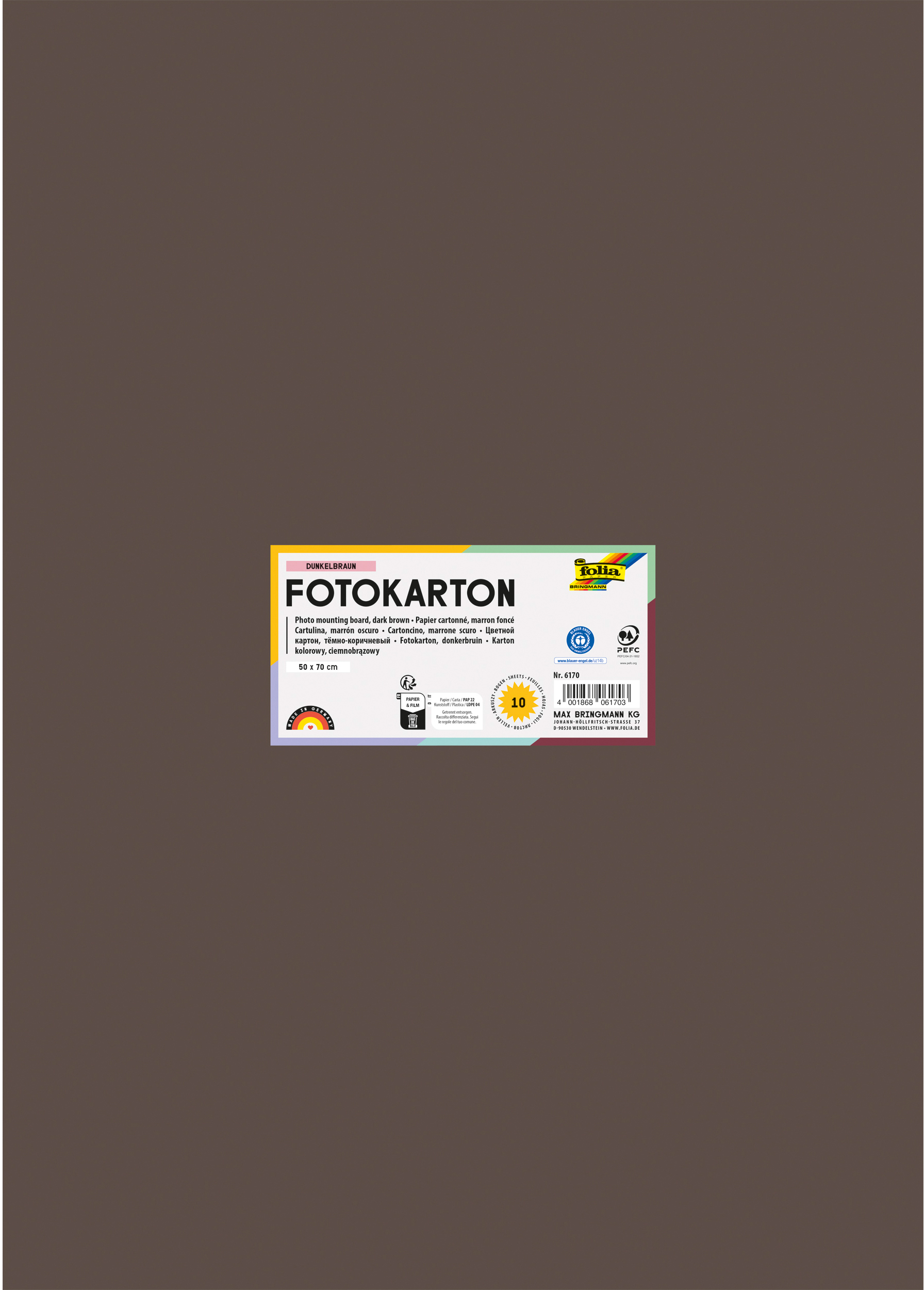 FOLIA Fotokarton 50x70cm 6170 300g, dunkelbraun