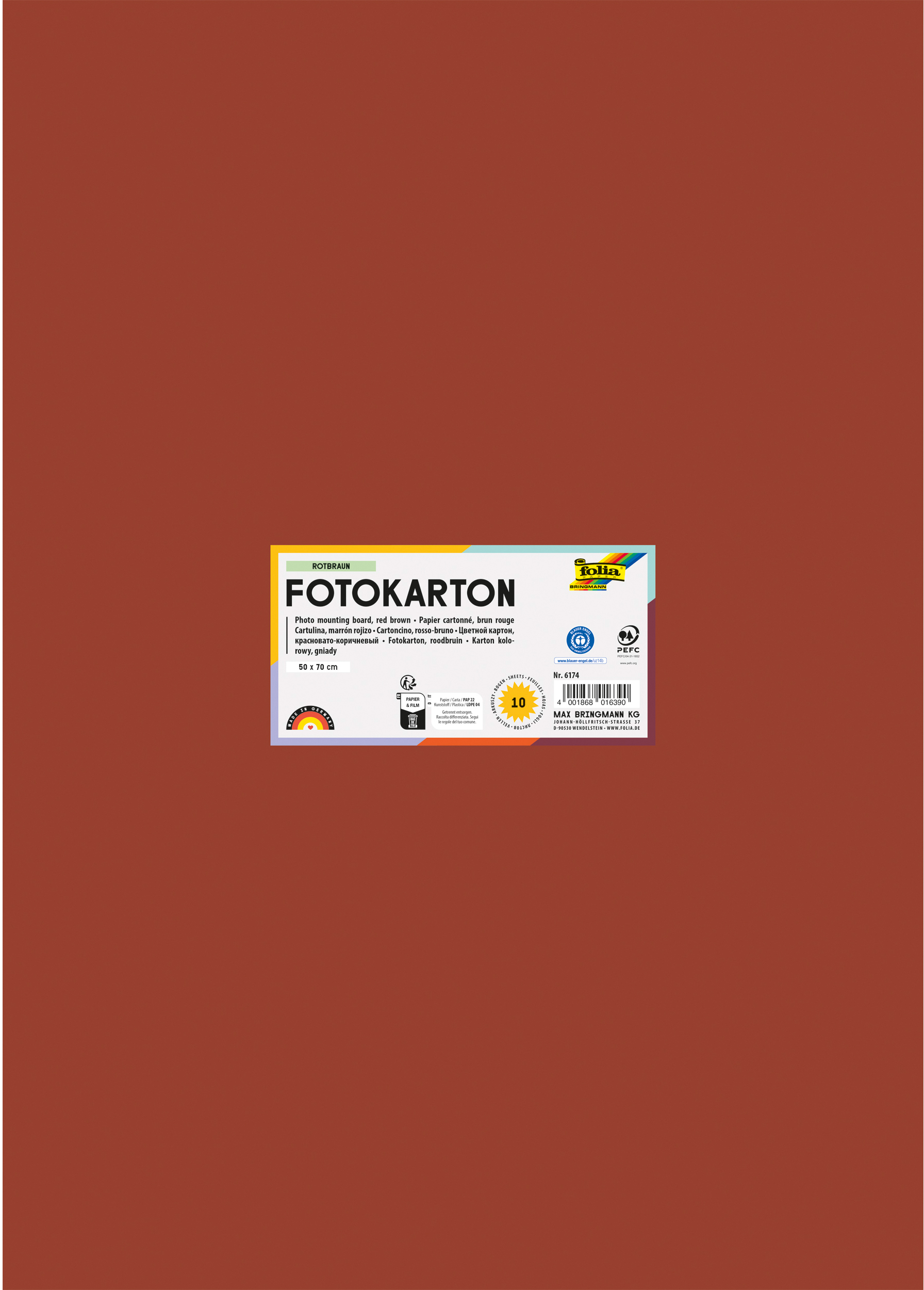 FOLIA Fotokarton 50x70cm 6174 300g, rotbraun
