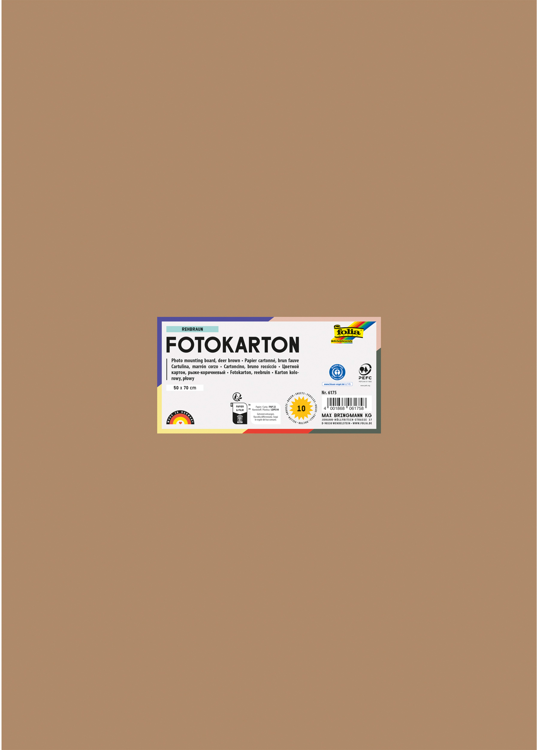 FOLIA Fotokarton 50x70cm 6175 300g, rehbraun