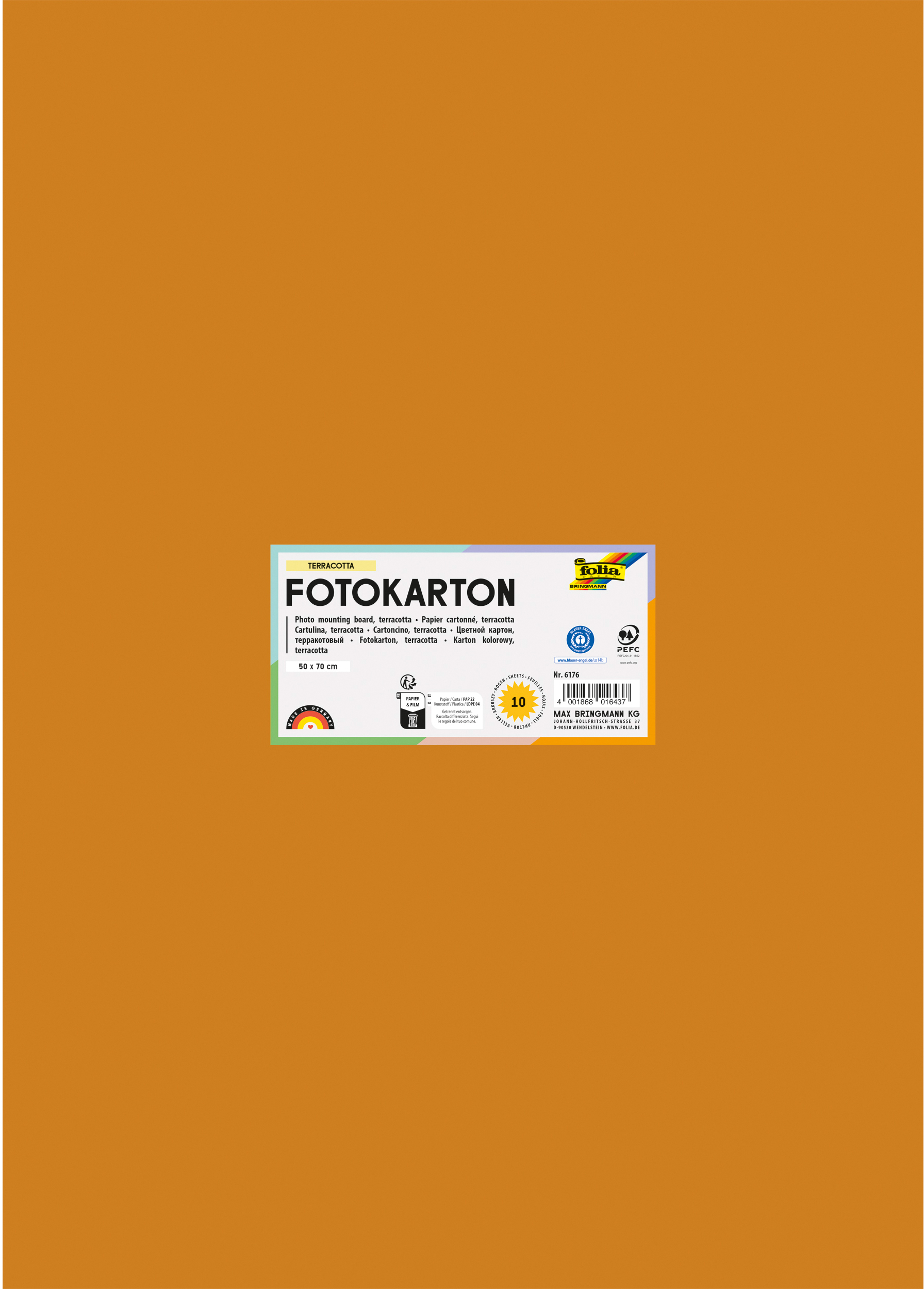 FOLIA Fotokarton 50x70cm 6176 300g, terracotta