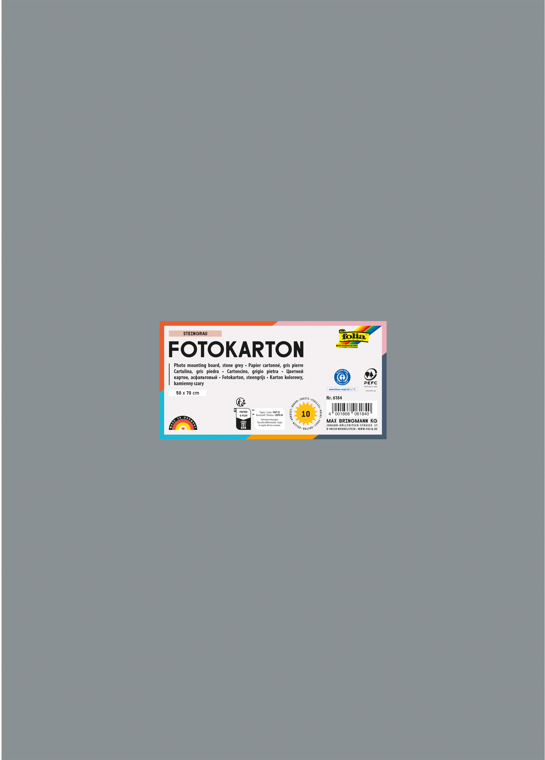 FOLIA Fotokarton 50x70cm 6184 300g, steingrau