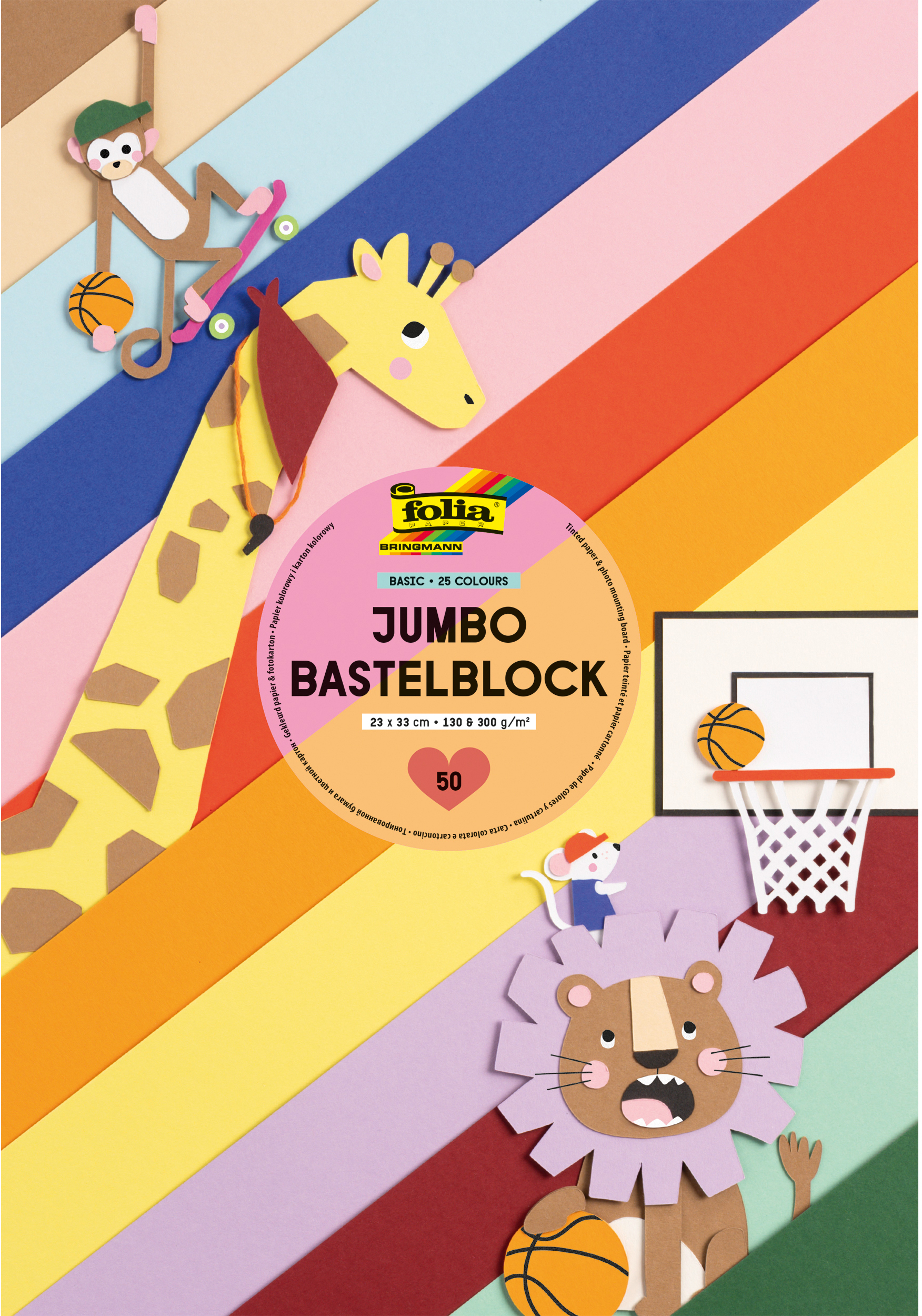 photo FOLIA Bloc de bricol. Jumbo 23x33cm 687 130 et 300 g, ass. 50 feuilles