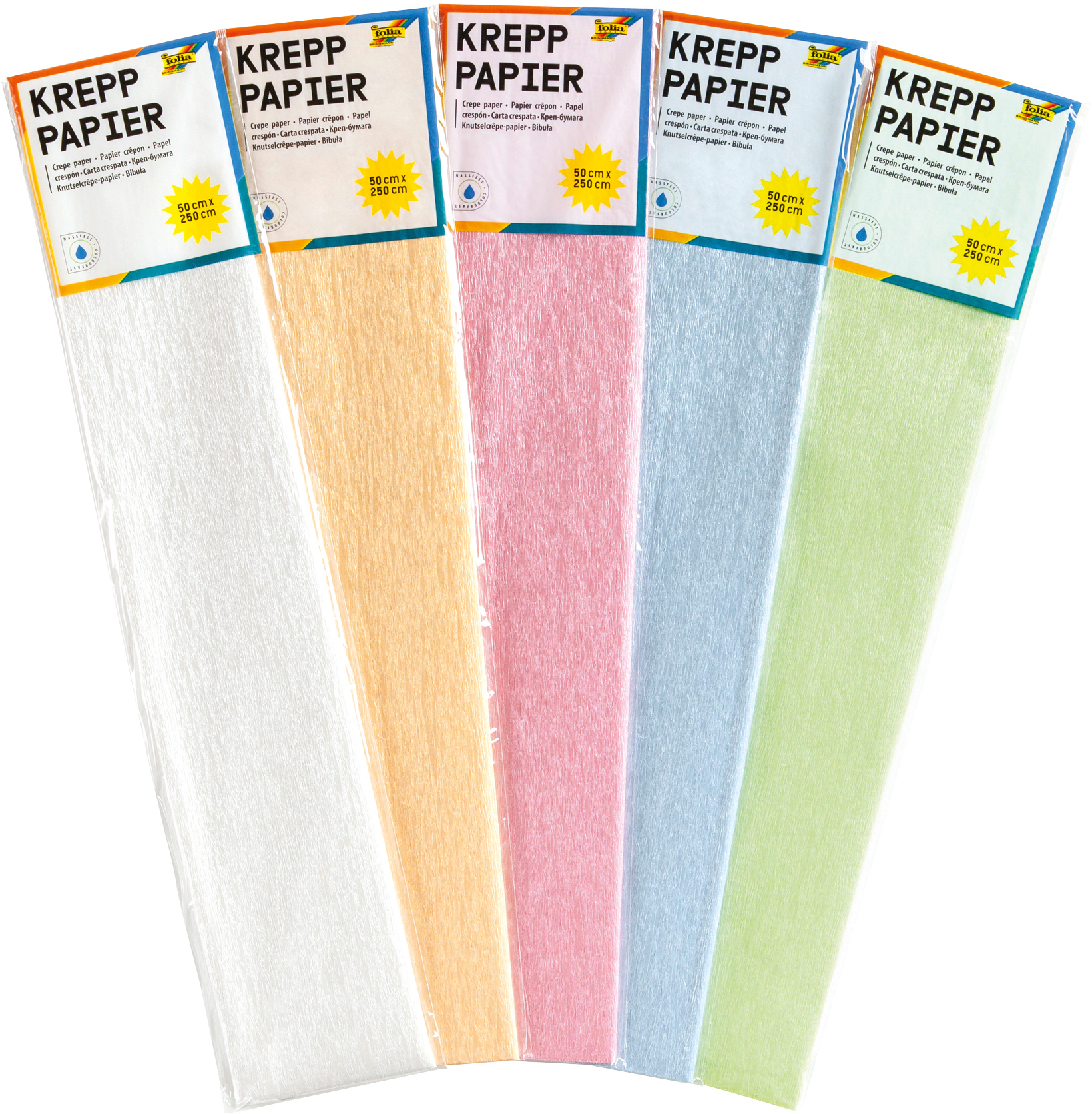 photo FOLIA Papier crêpon 50x250 cm 8229127 Irisé, 10 couleurs 10 fll.