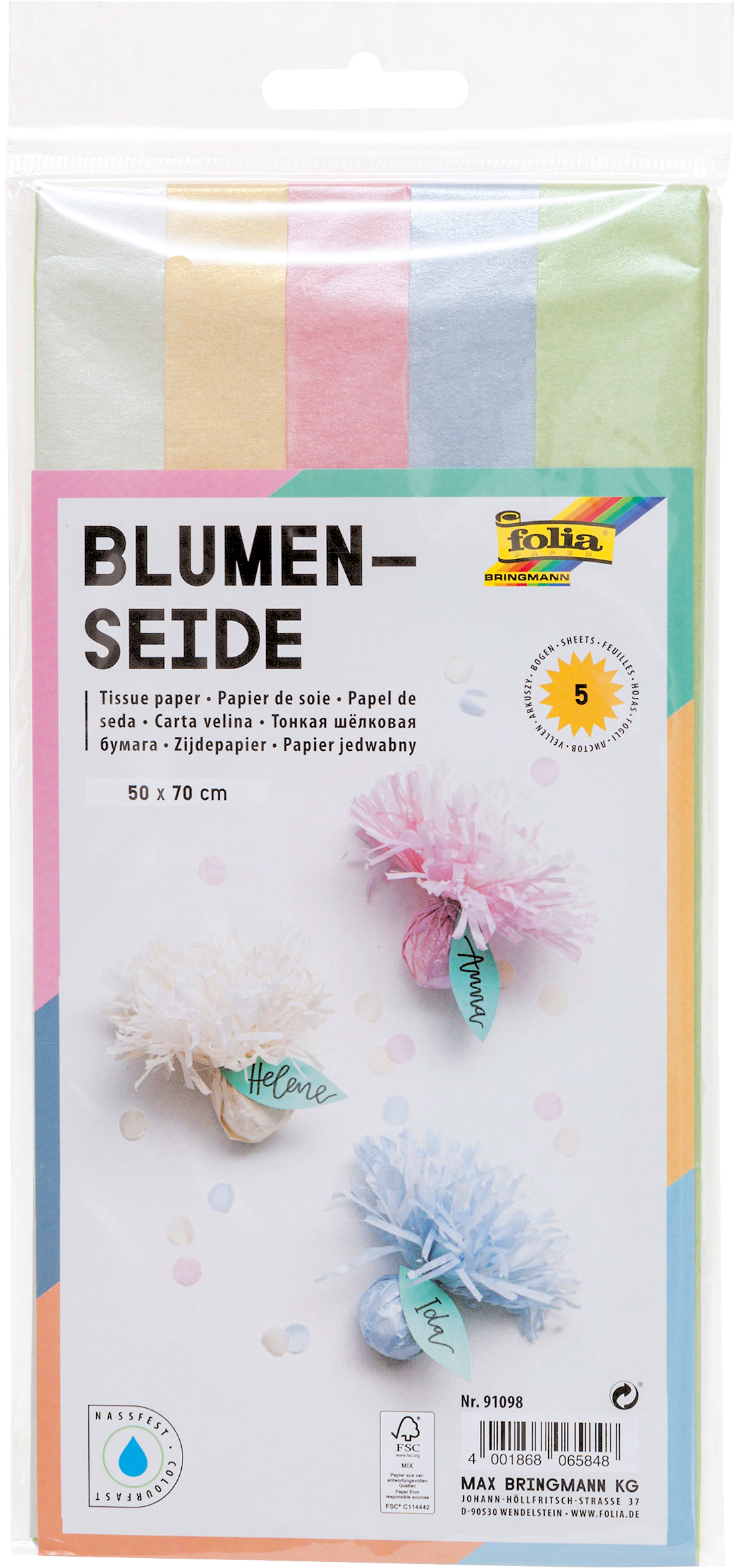 photo FOLIA Papier de soie 50x70 cm 91098 Irisé 5 feuilles
