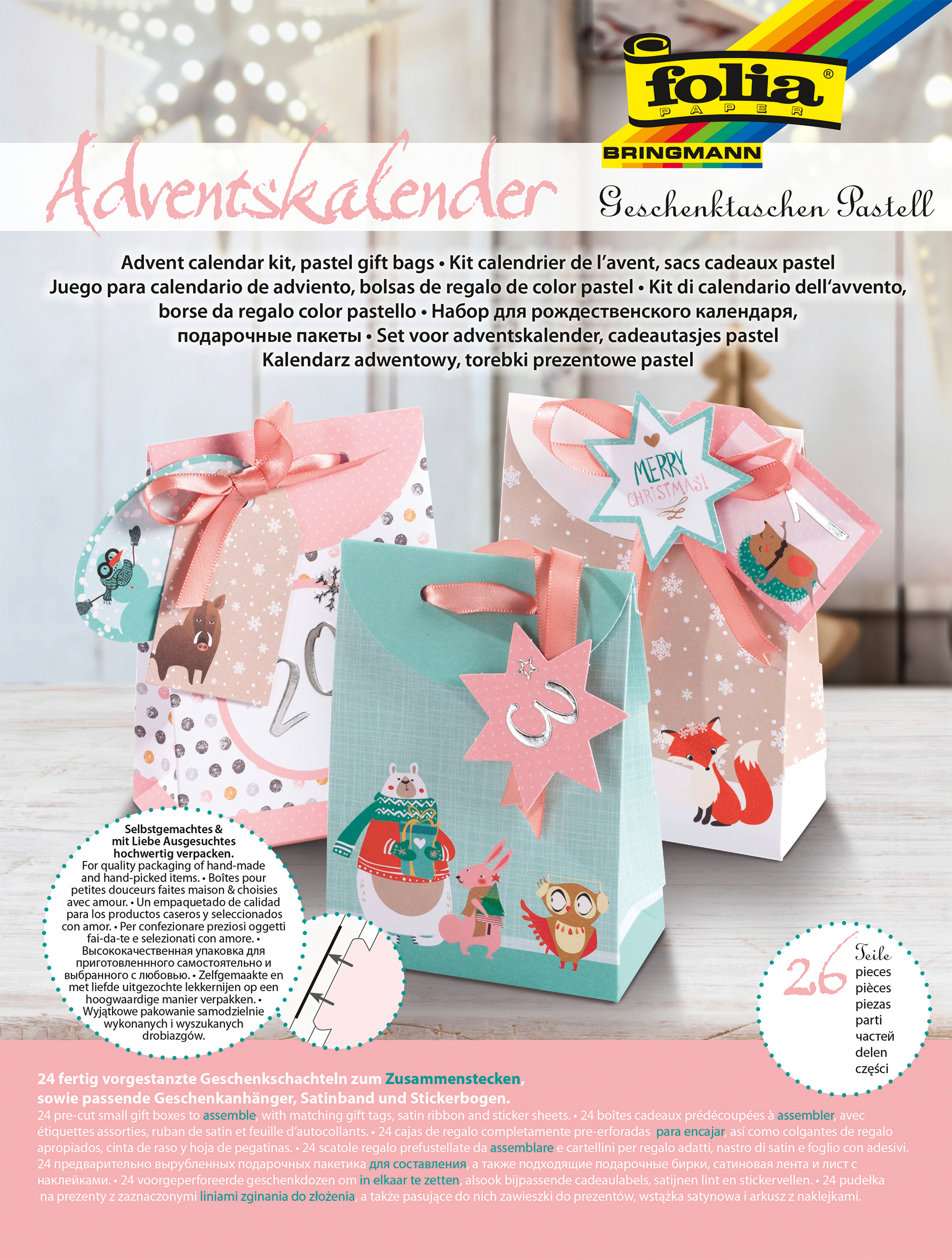 FOLIA Set calendrier de l'avent 9381 Pochettes cadeaux