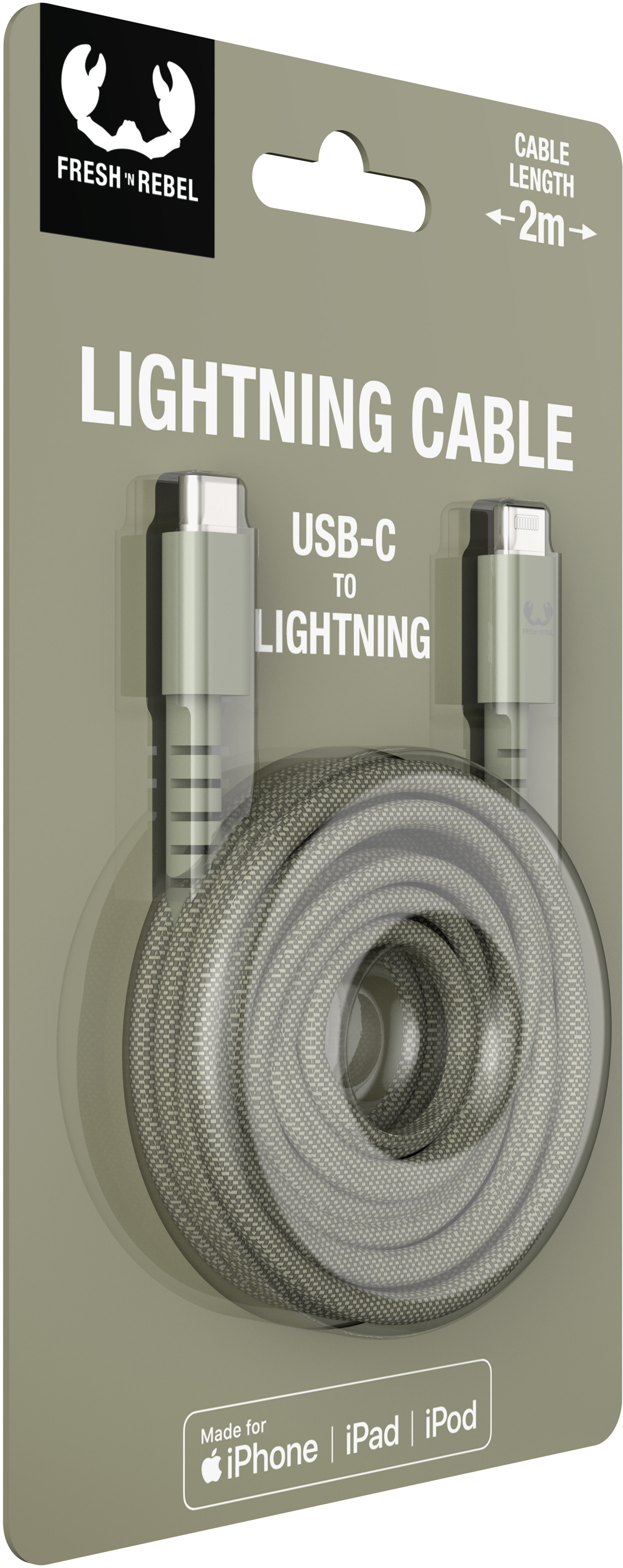 FRESH'N REBEL USB C-Lightning 2CLC200DG 2m Dried Green