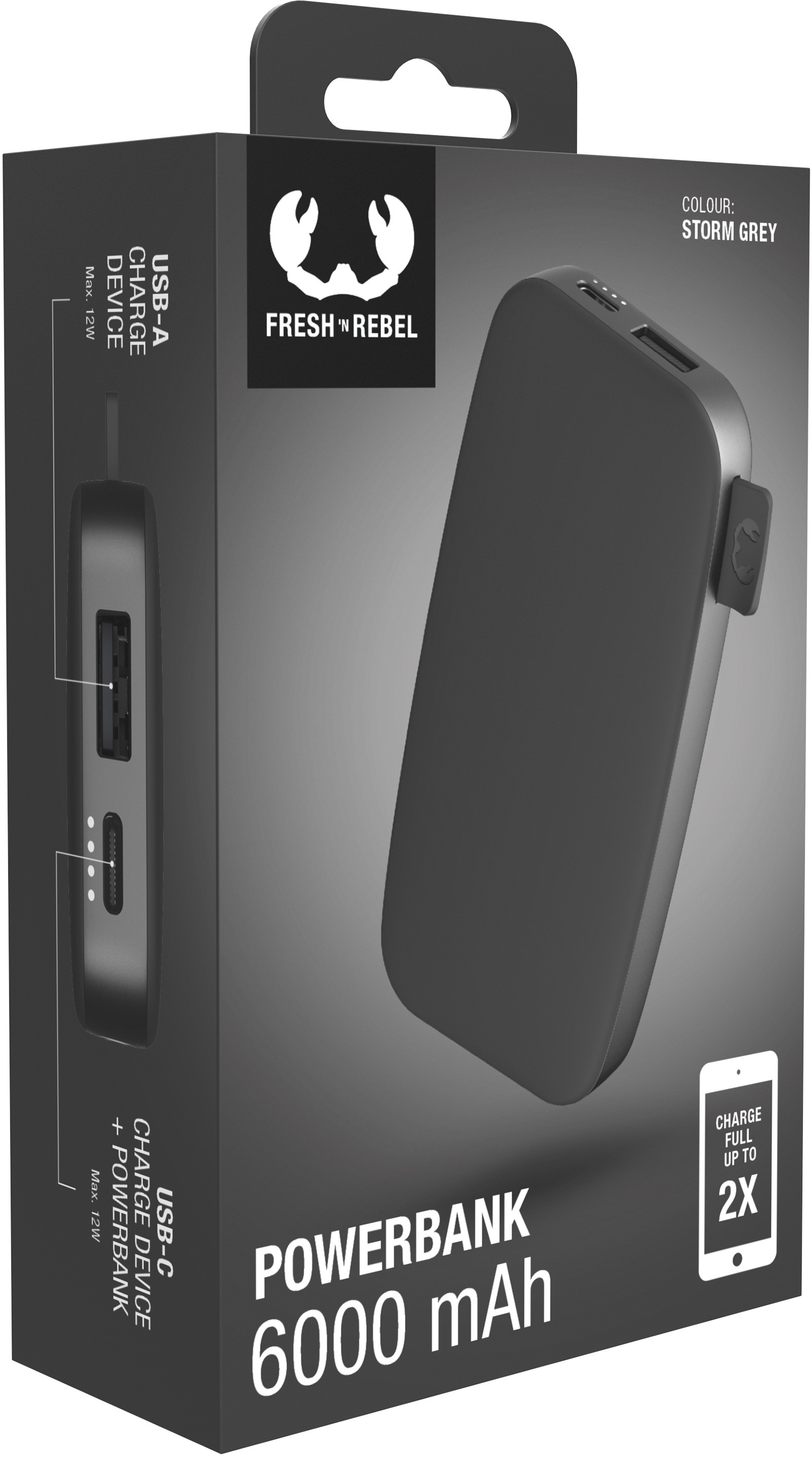 FRESH'N REBEL Powerbank 6000 mAh USB-C FC 2PB6100SG Storm Grey