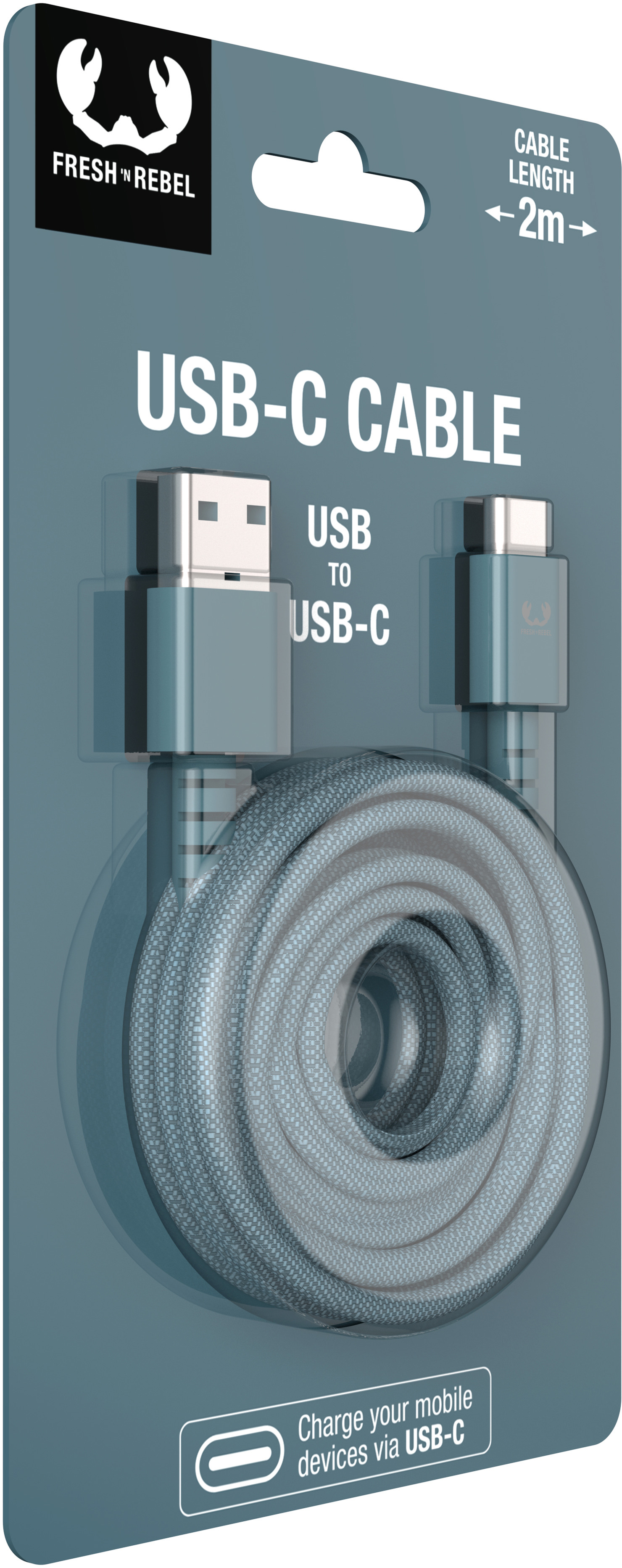 FRESH'N REBEL USB A-USB C 3A 480Mbps 2UCC200DV 2m Dive Blue