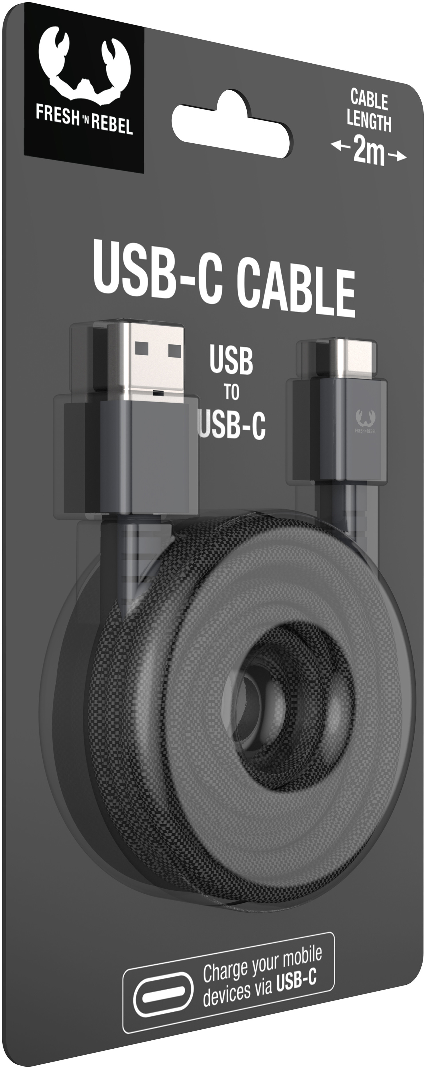FRESH'N REBEL USB A-USB C 3A 480Mbps 2UCC200SG 2m Strom Grey
