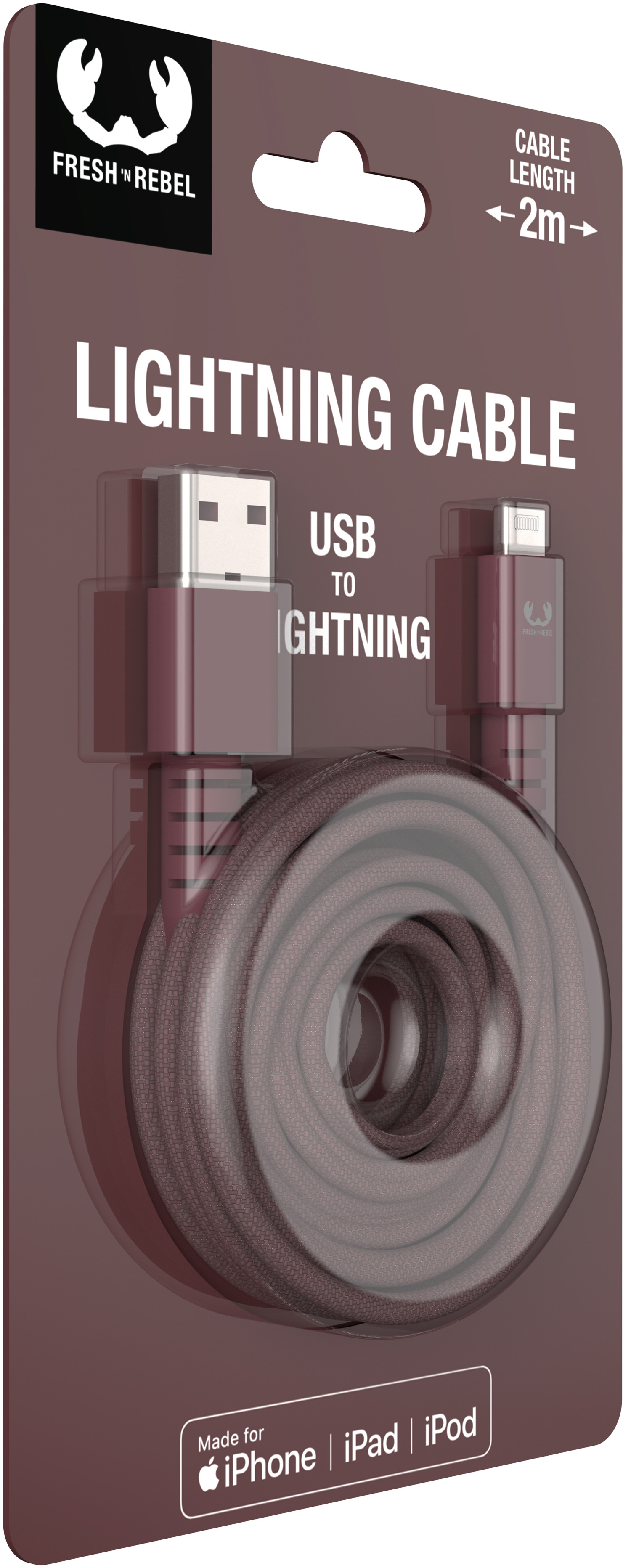 FRESH'N REBEL USB A-Lightning 2ULC200DM 2m Deep Mauve