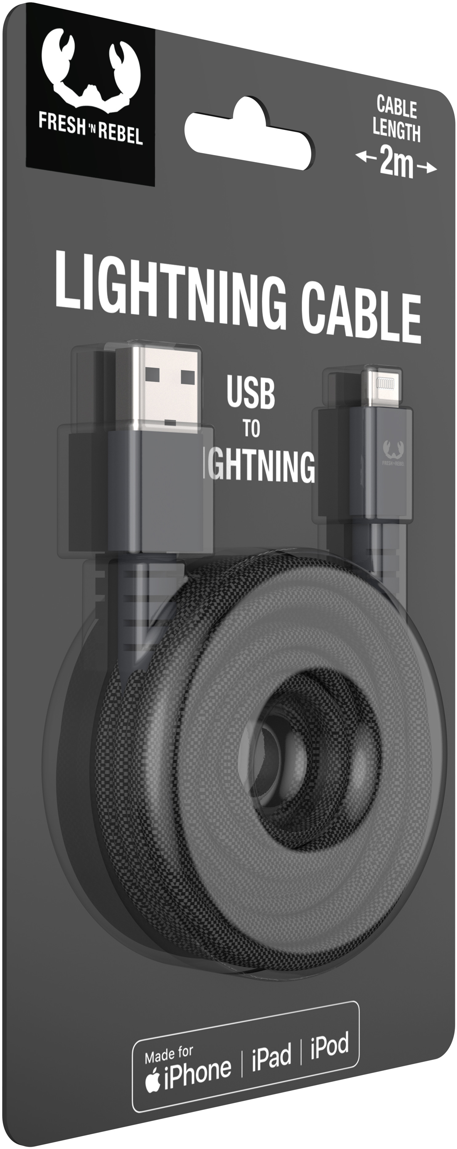 FRESH'N REBEL USB A-Lightning 2ULC200SG 2m Strom Grey