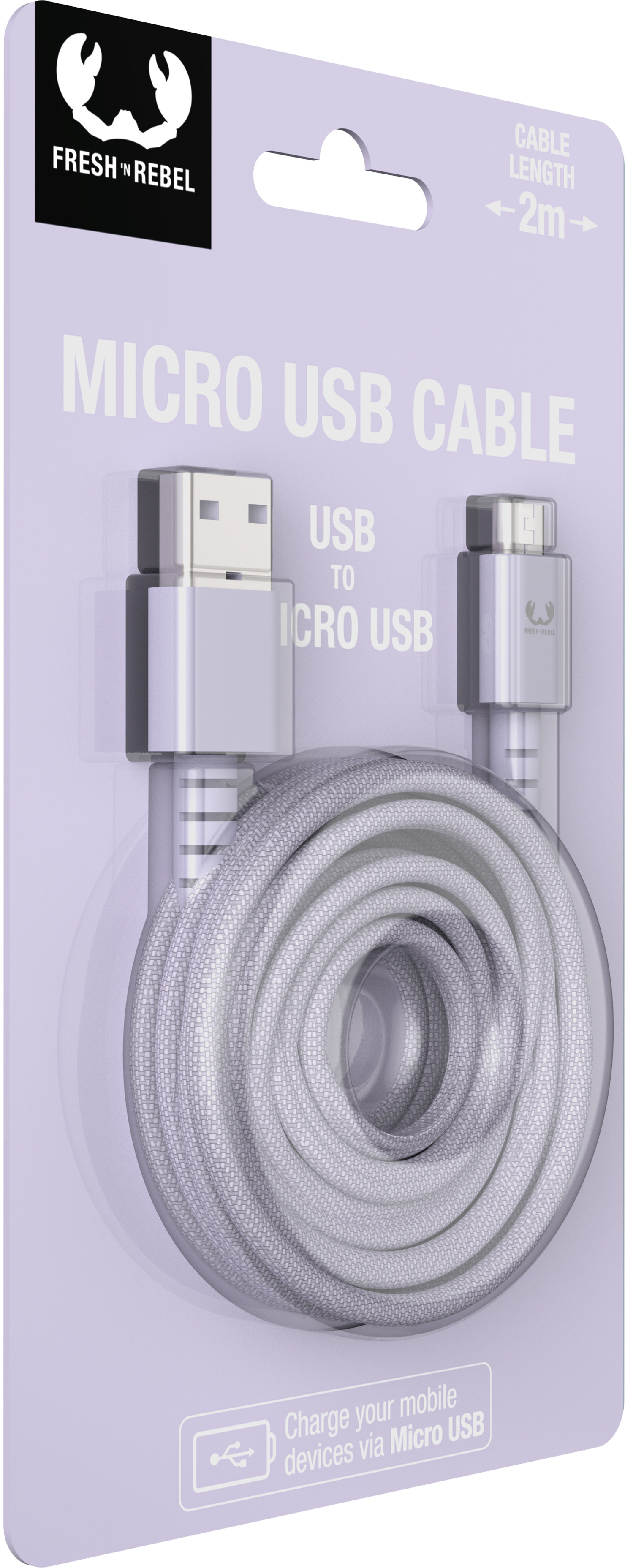 FRESH'N REBEL USB A to Micro USB 2UMC200DL 2m Dreamy Lilac