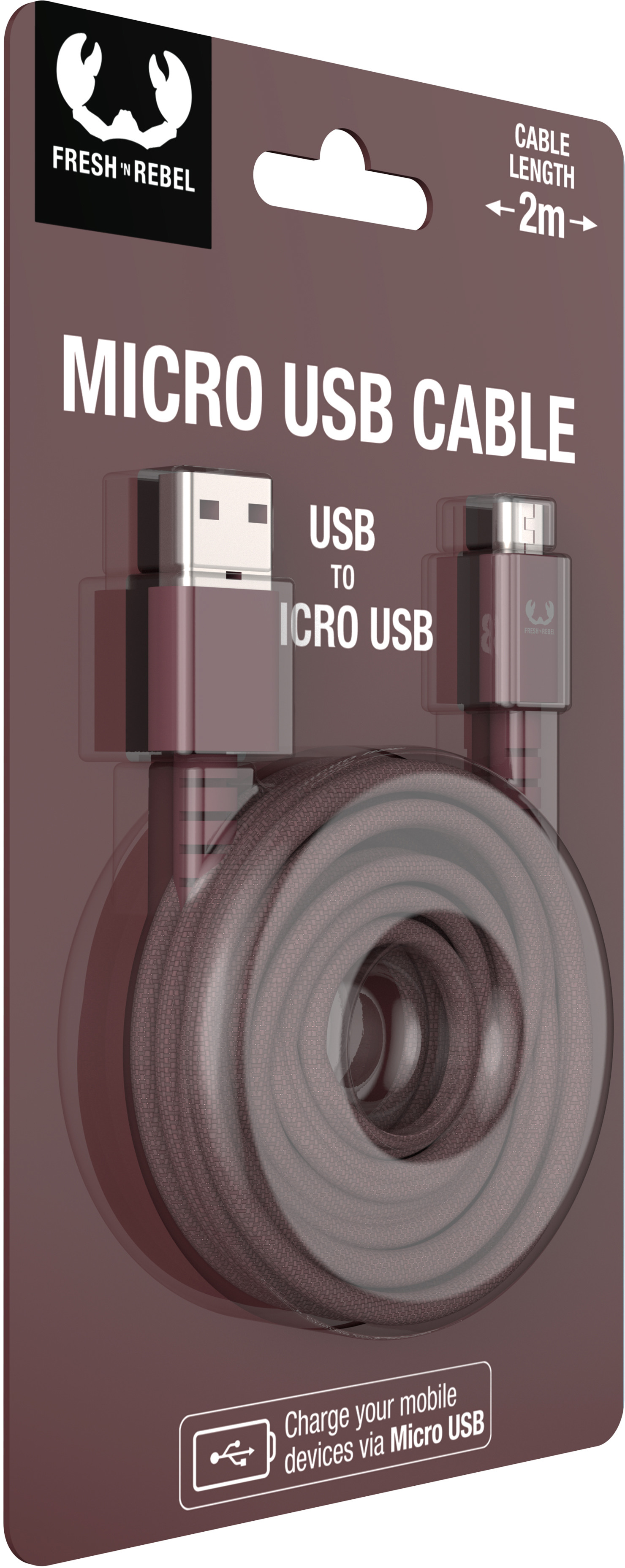 FRESH'N REBEL USB A to Micro USB 2UMC200DM 2m Deep Mauve