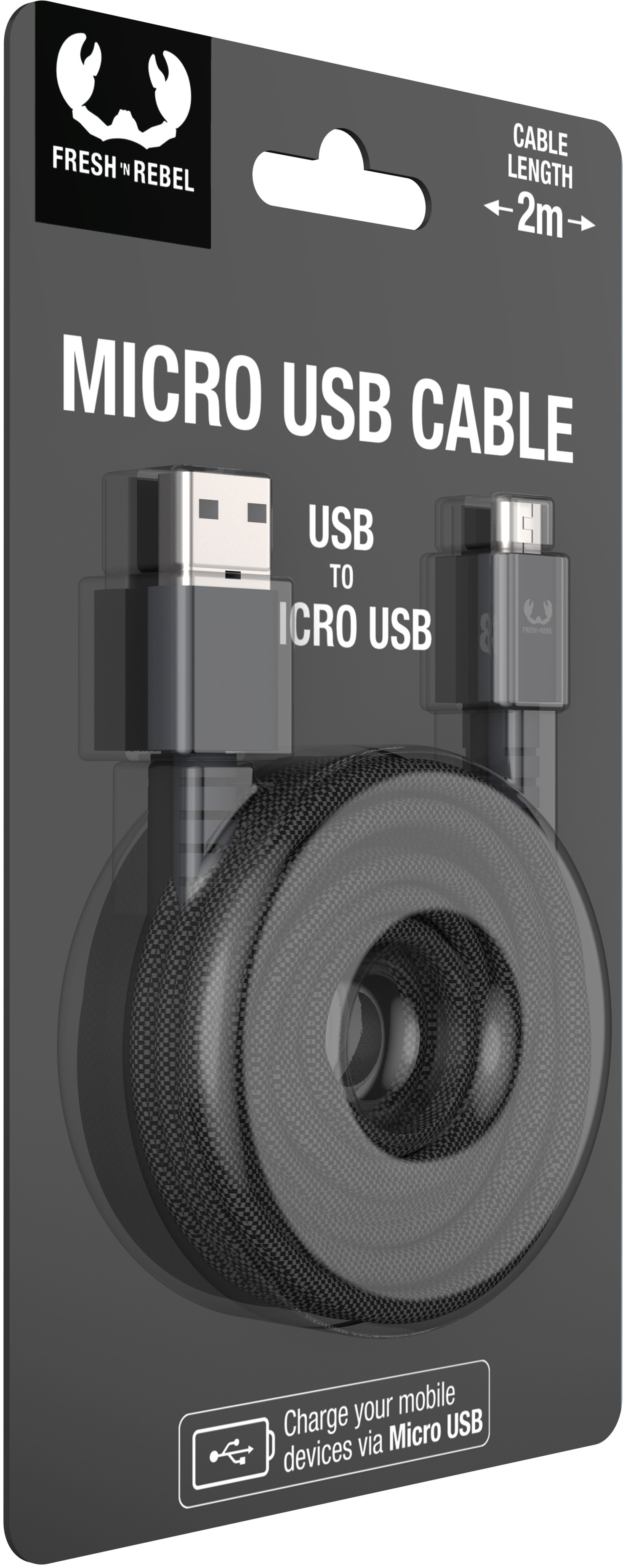 FRESH'N REBEL USB A to Micro USB 2UMC200SG 2m Strom Grey