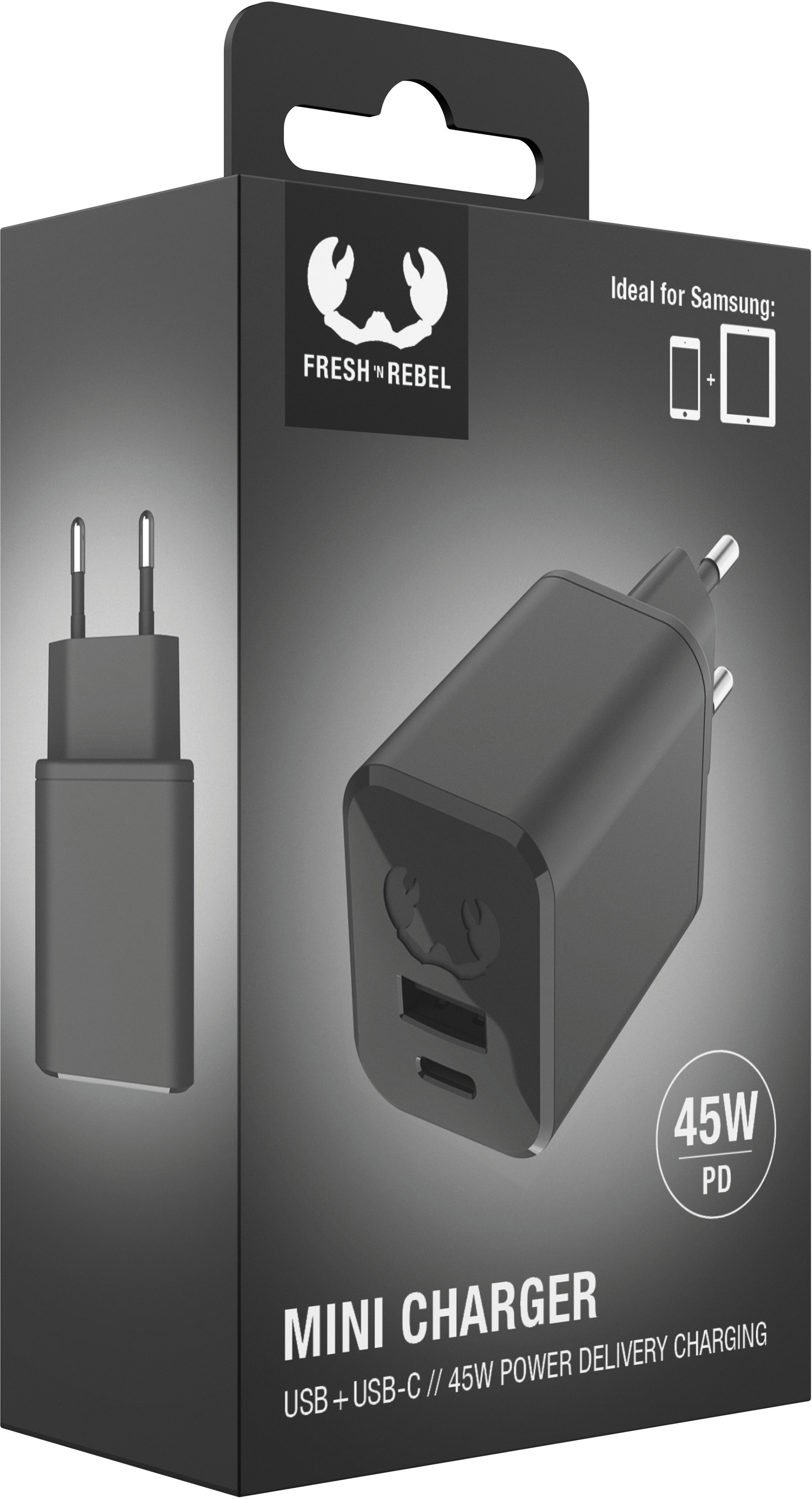 FRESH'N REBEL Mini Charger USB-C + A PD 2WC45SG Storm Grey 45W
