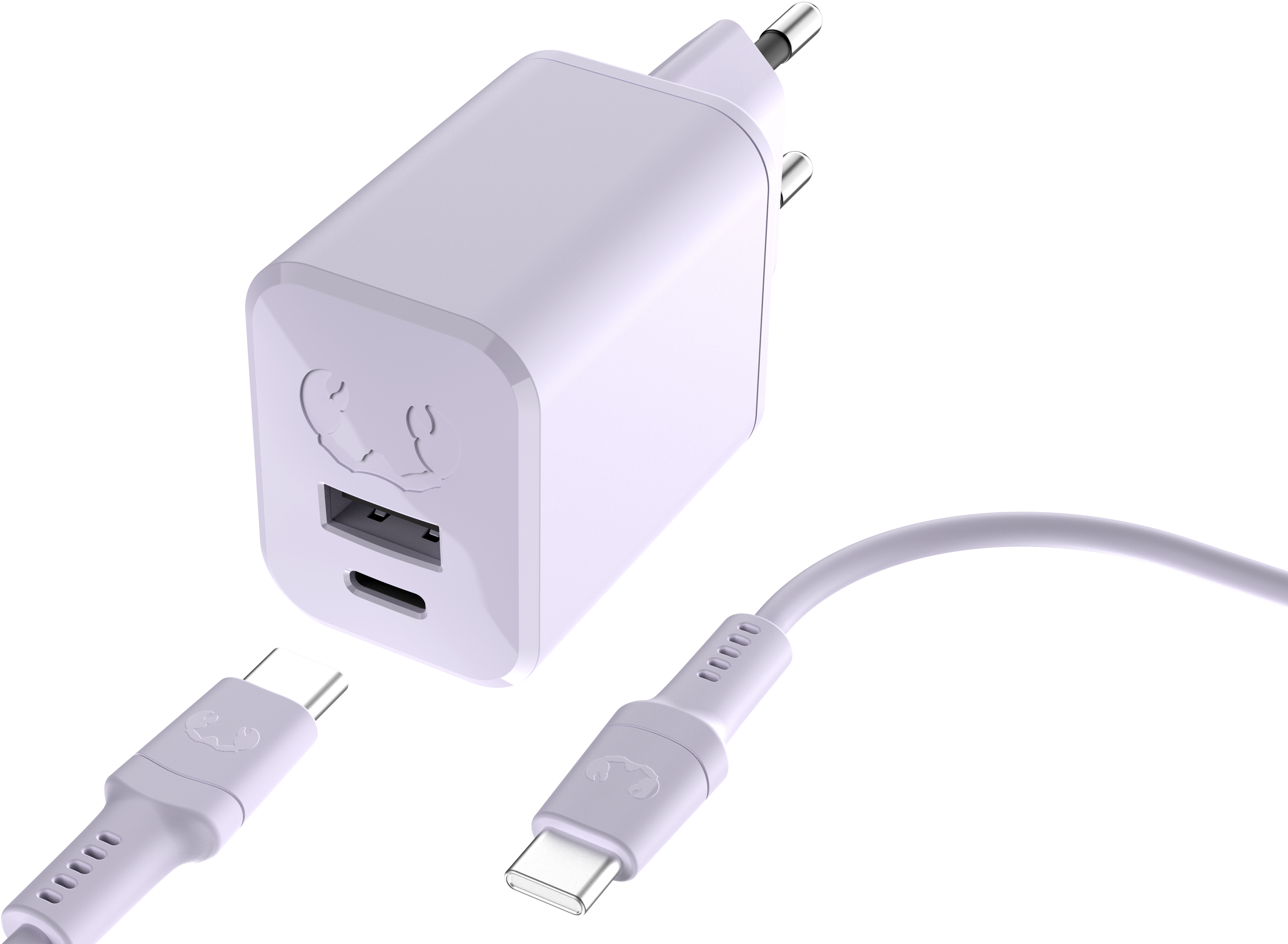 FRESH'N REBEL Charger USB-C PD Dreamy Lilac 2WCC45DL + USB-C Cable 45W + USB-C Cable 45W