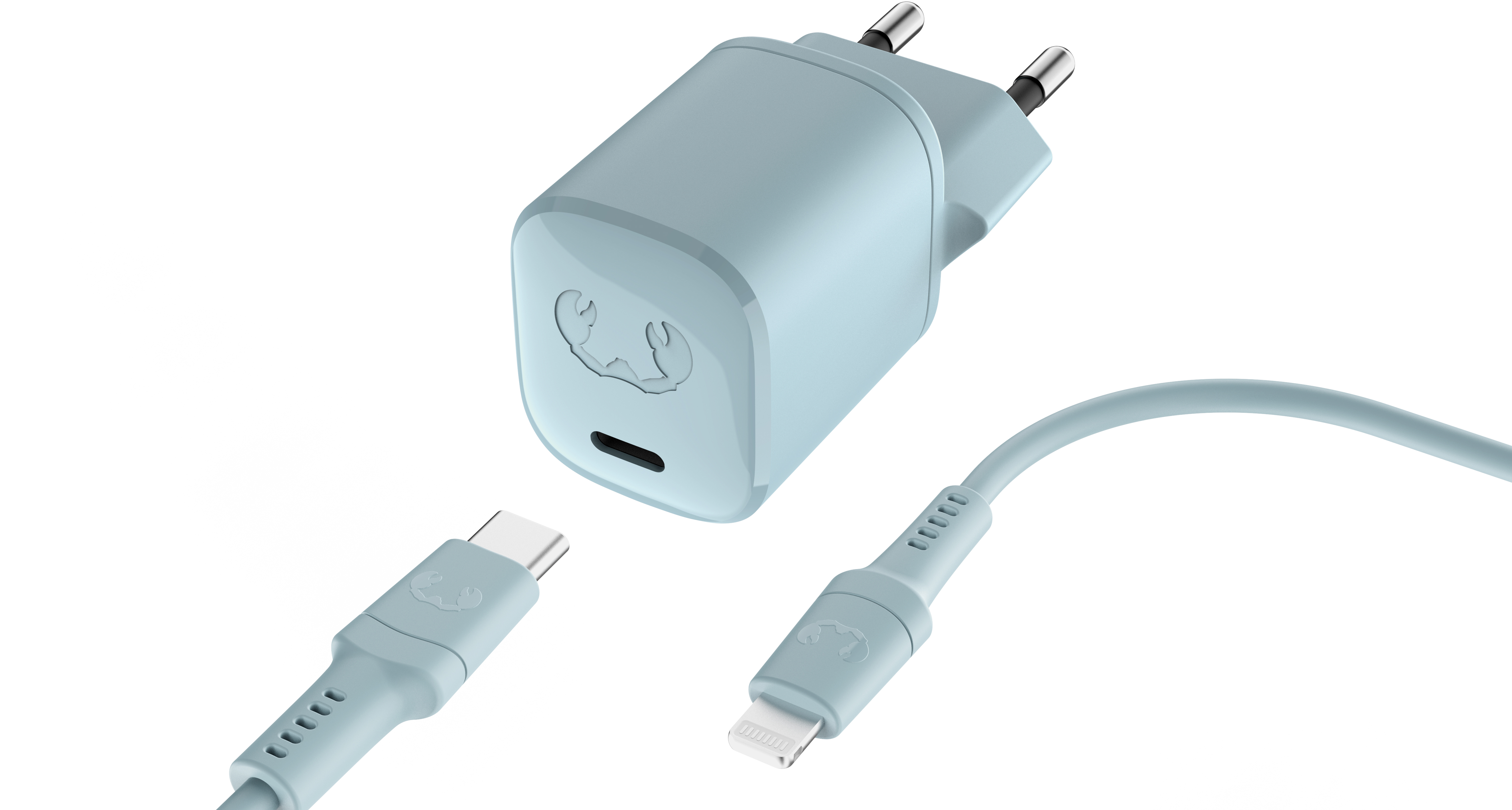 FRESH'N REBEL Charger USB-C PD Dusky Blue 2WCL20DB + Lightning Cable 1.5m 20W + Lightning Cable 1.5m