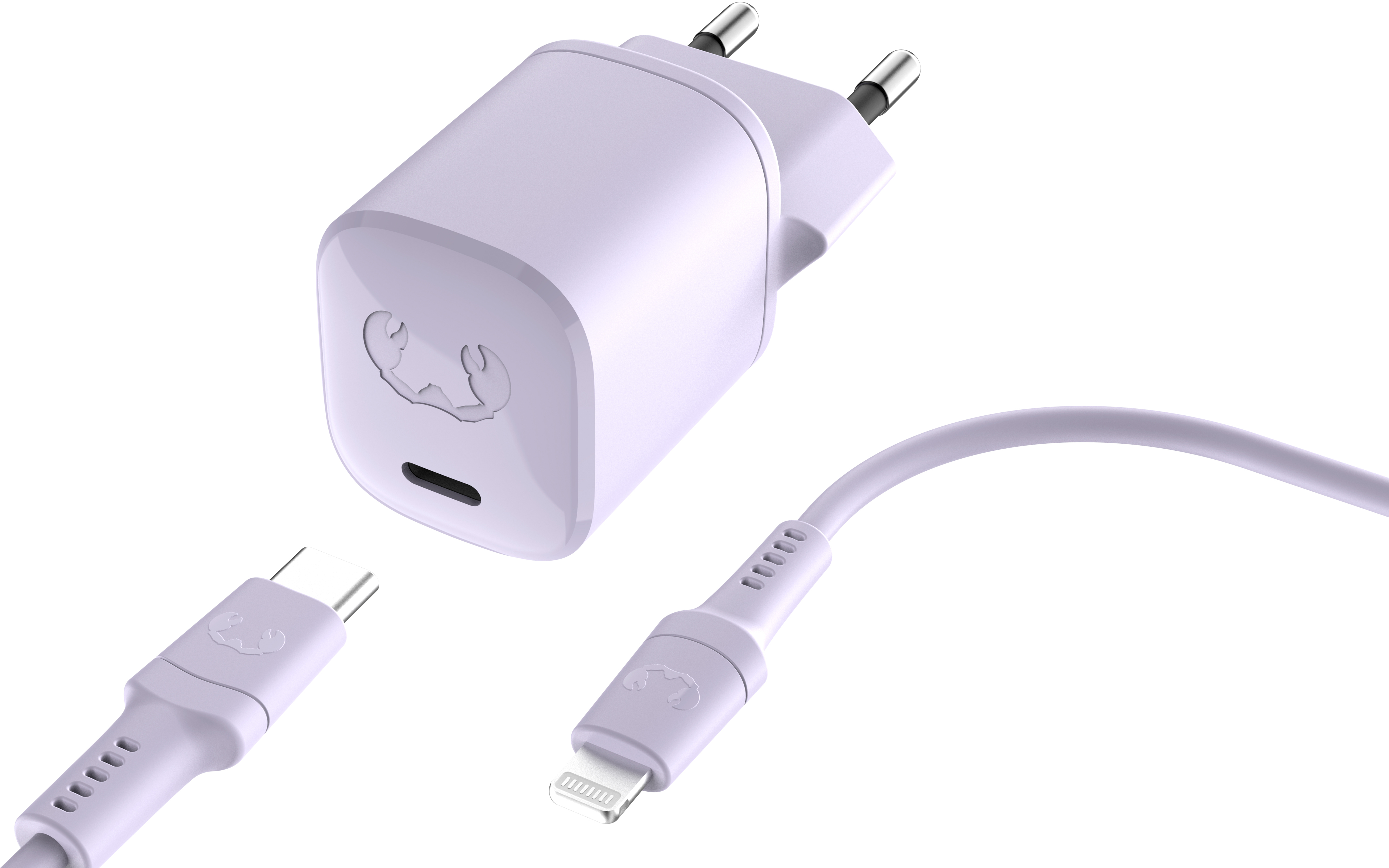 FRESH'N REBEL Charger USB-C PD Dreamy Lilac 2WCL20DL + Lightning Cable 1.5m 20W + Lightning Cable 1.