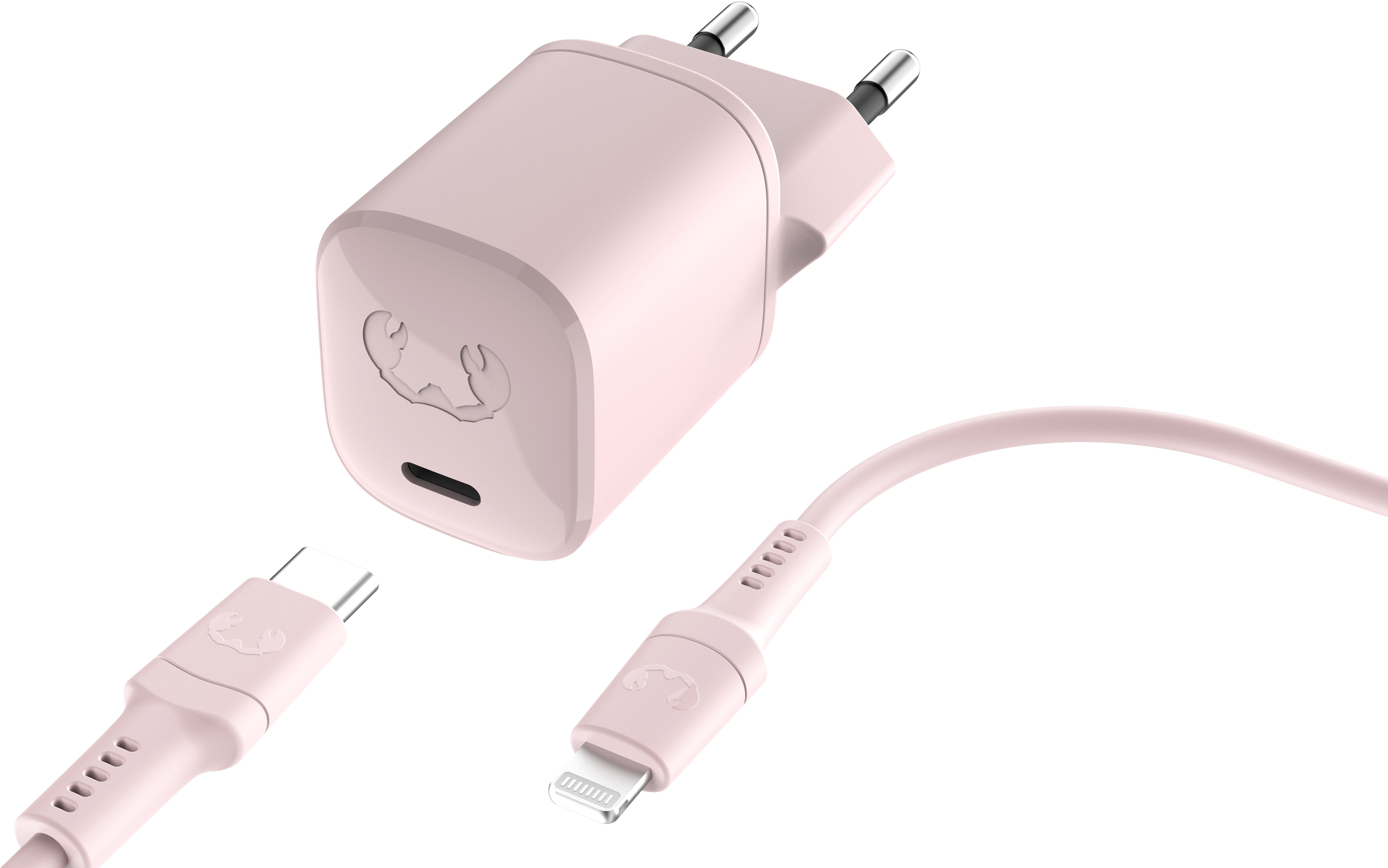 FRESH'N REBEL Charger USB-C PD Smokey Pink 2WCL20SP + Lightning Cable 1.5m 20W