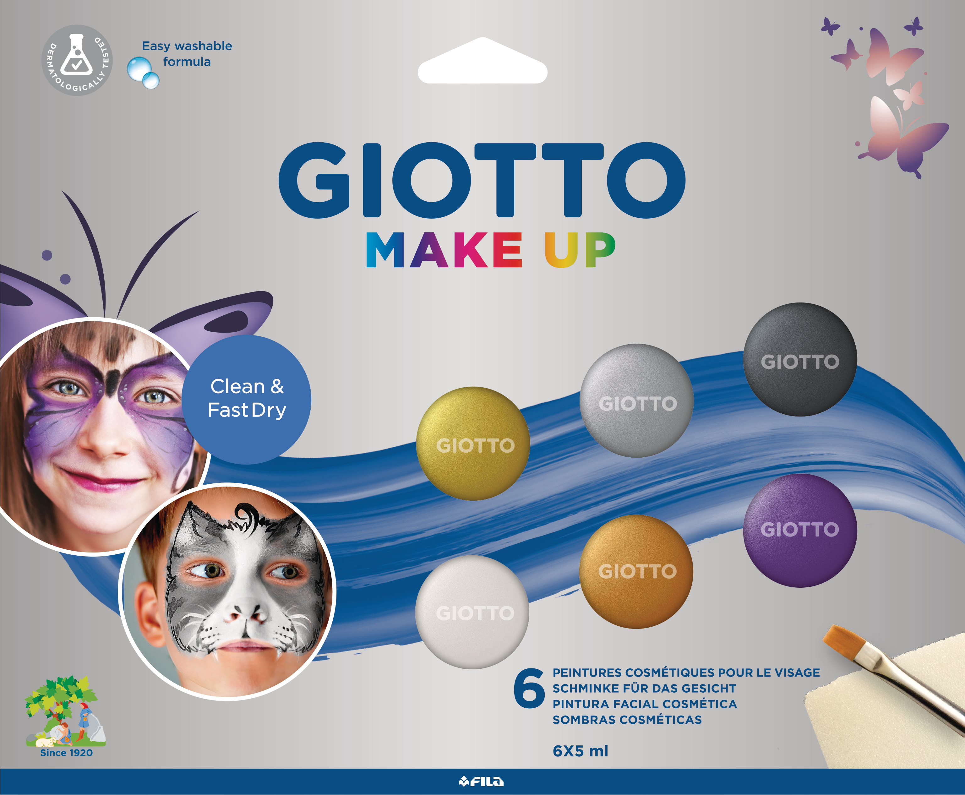 GIOTTO Maquillage Make-Up F476500 Metallic coleurs 5ml 6 pcs. Metallic coleurs 5ml 6 pcs.