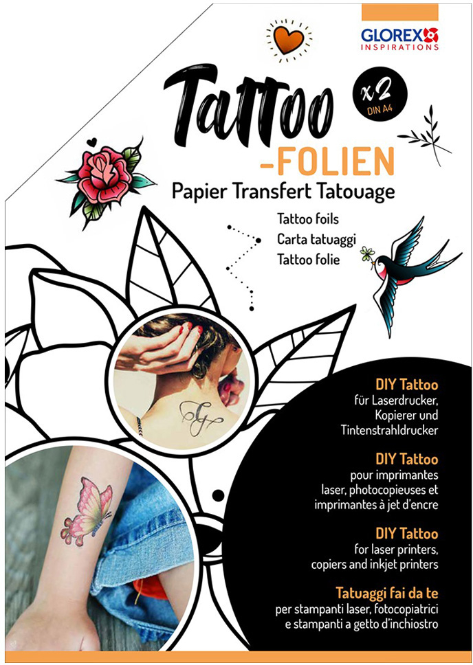 photo GLOREX Papier transfer tatouage A4 61241600 Laser & Inkjet 2 feullies