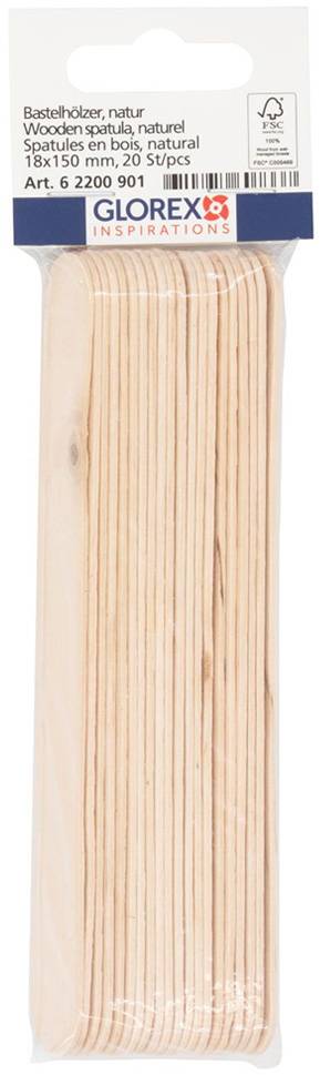 photo GLOREX Bâtonnets de bois 18x150mm 62200901 naturel 20 pièces