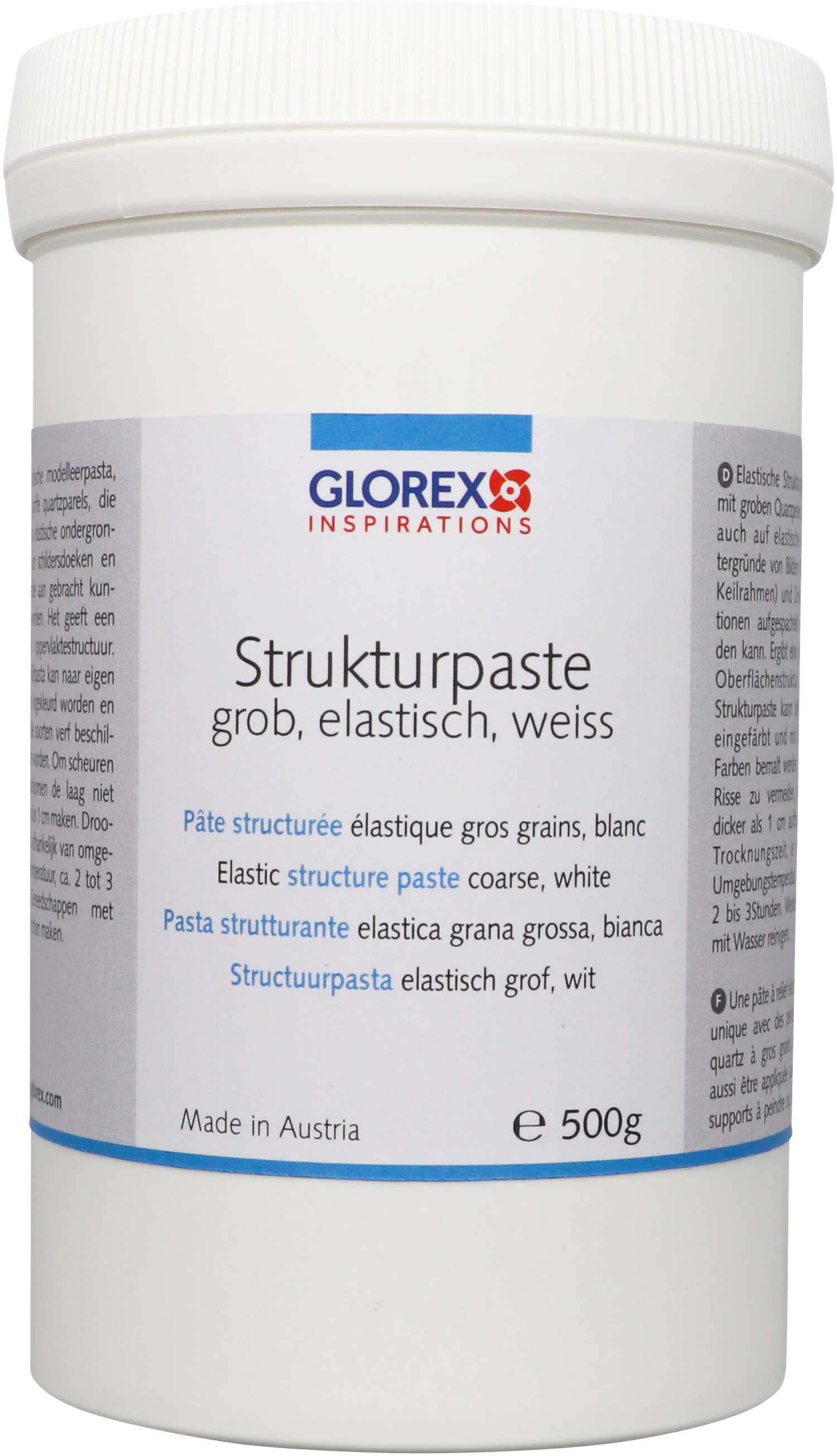 photo GLOREX Pâte structurante 500g 68090960 grossier, blanc