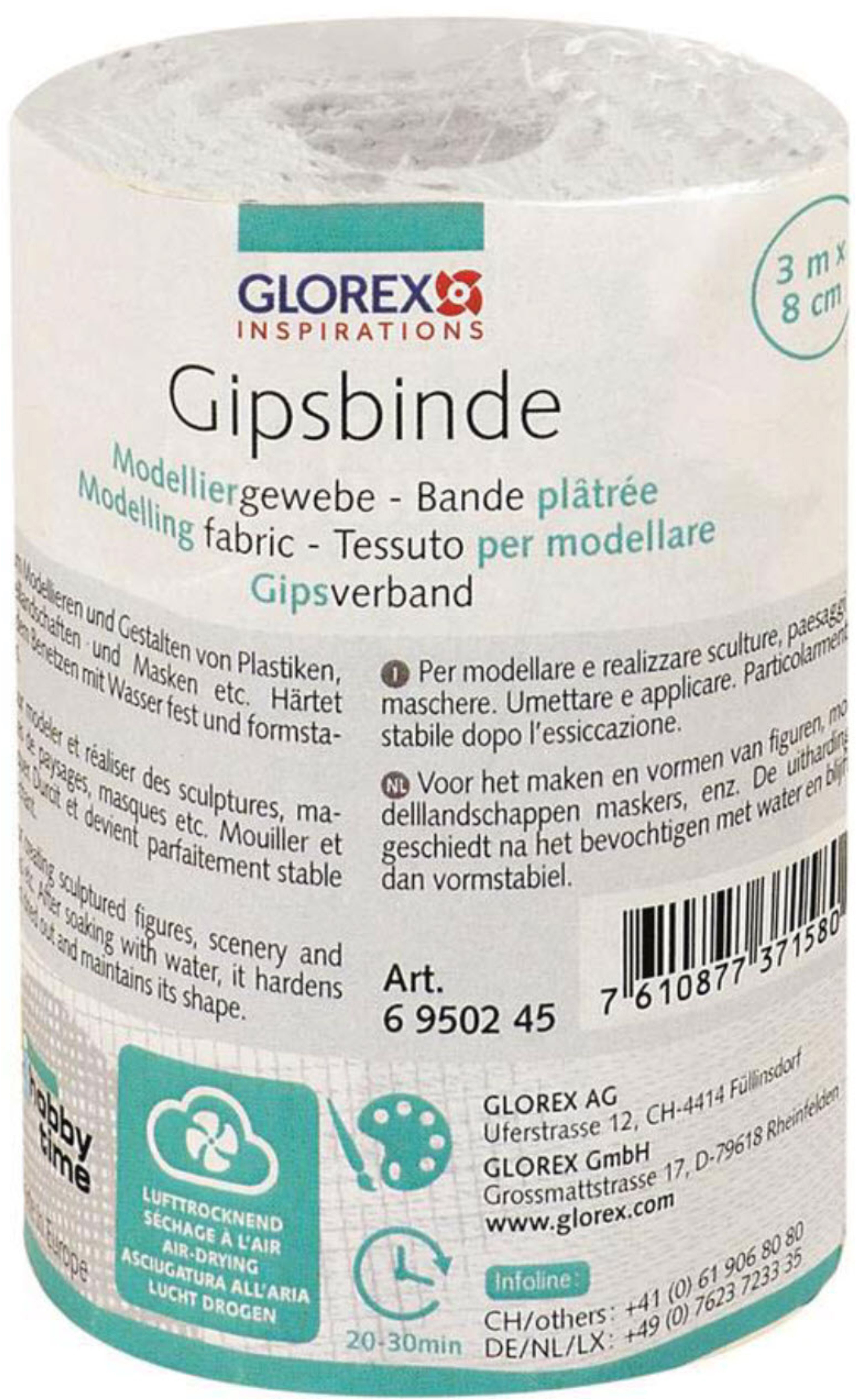 photo GLOREX Bande de plâtre 8cmx3m 6950245 Tissu de modelage