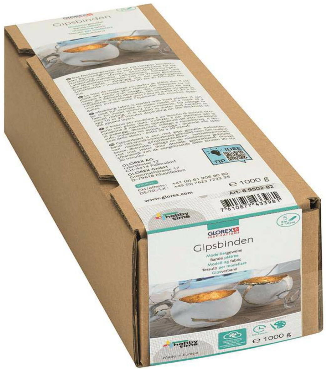 photo GLOREX Bandes de plâtre 10cmx5m 6950282 Tissu de modelage 5 rouleaux