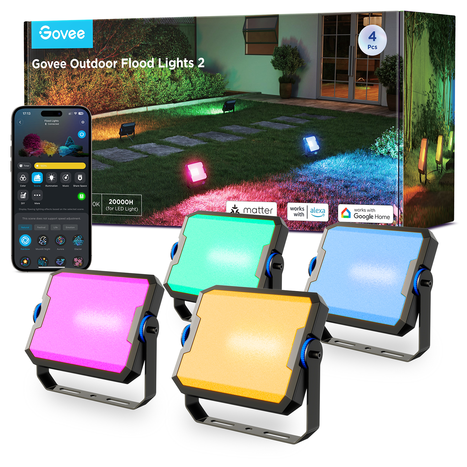 photo GOVEE LED Smart projecteurs 4 Stk. H8057C11 Outdoor