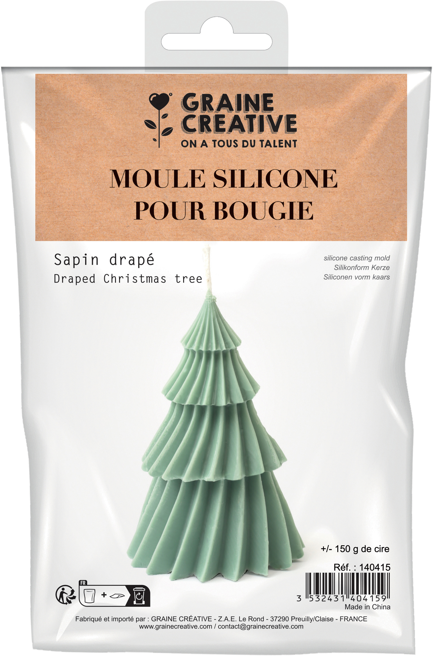 photo GRAINE CREATIVE Moule silicone p. bougie 12cm GC-140415 Sapin