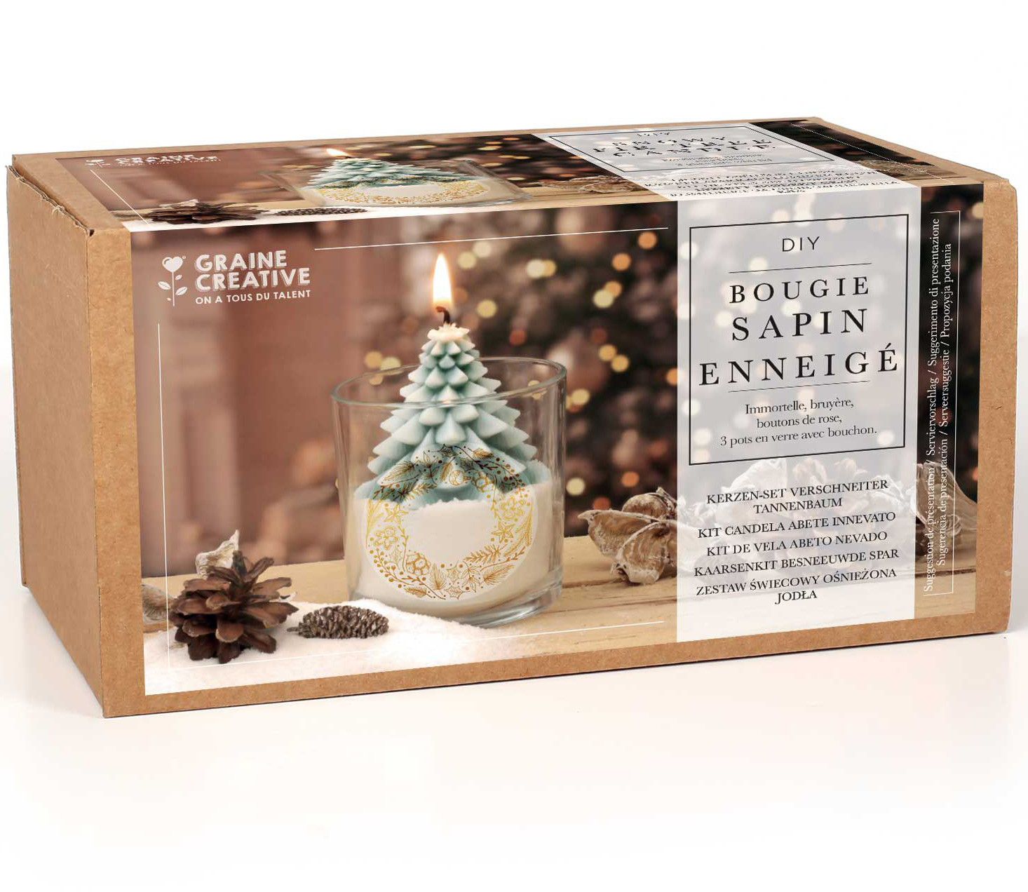 photo GRAINE CREATIVE DIY Kit de bougies GC-152063 Sapin enneigé