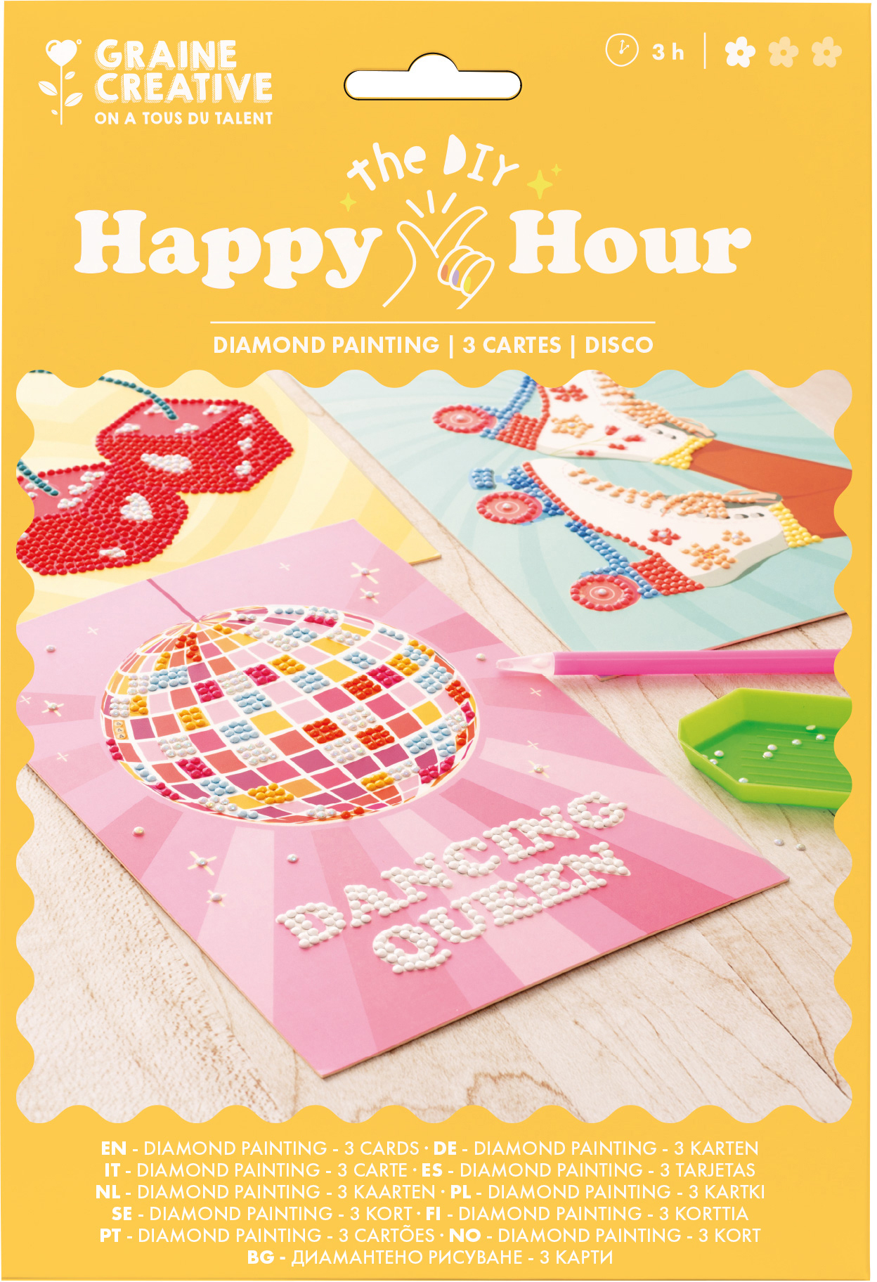 photo GRAINE CREATIVE Peinture diamant GC-650579 Disco 3 cartes