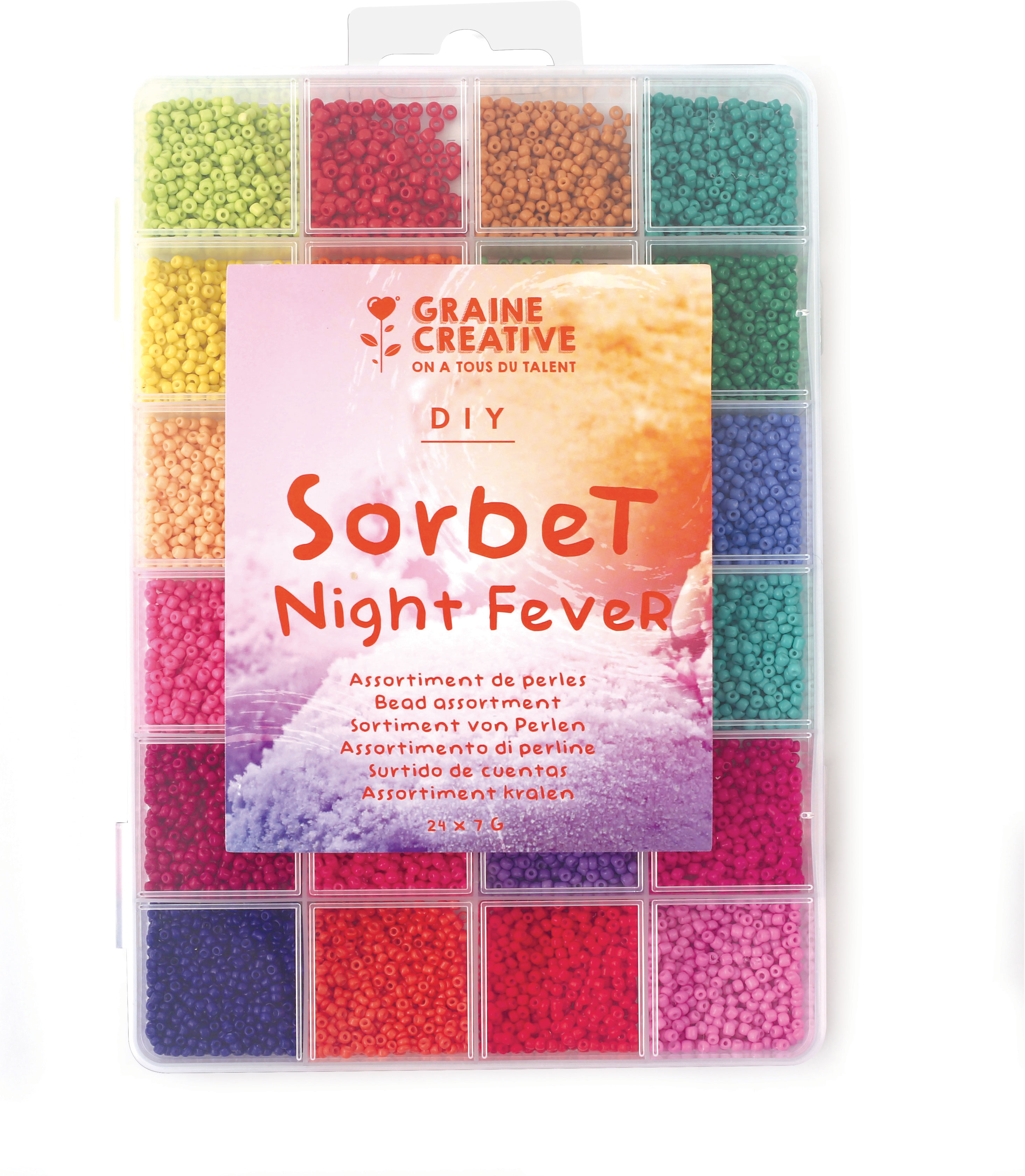 photo GRAINE CREATIVE Kit de perles SorbetNightFever GC-736106 24 couleurs