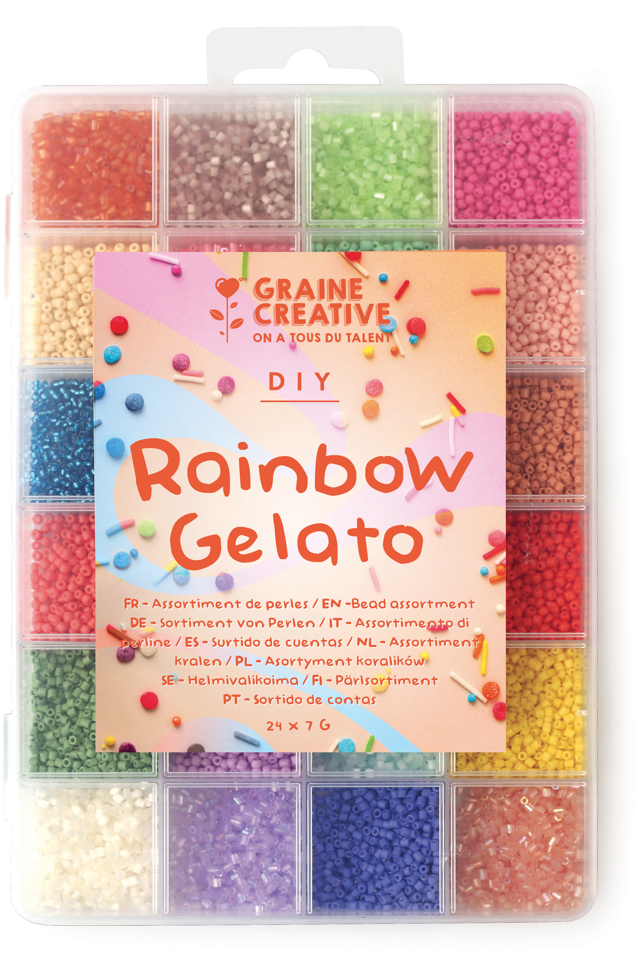 photo GRAINE CREATIVE Kit de perles Rainbow Gelato GC-736107 24 couleurs