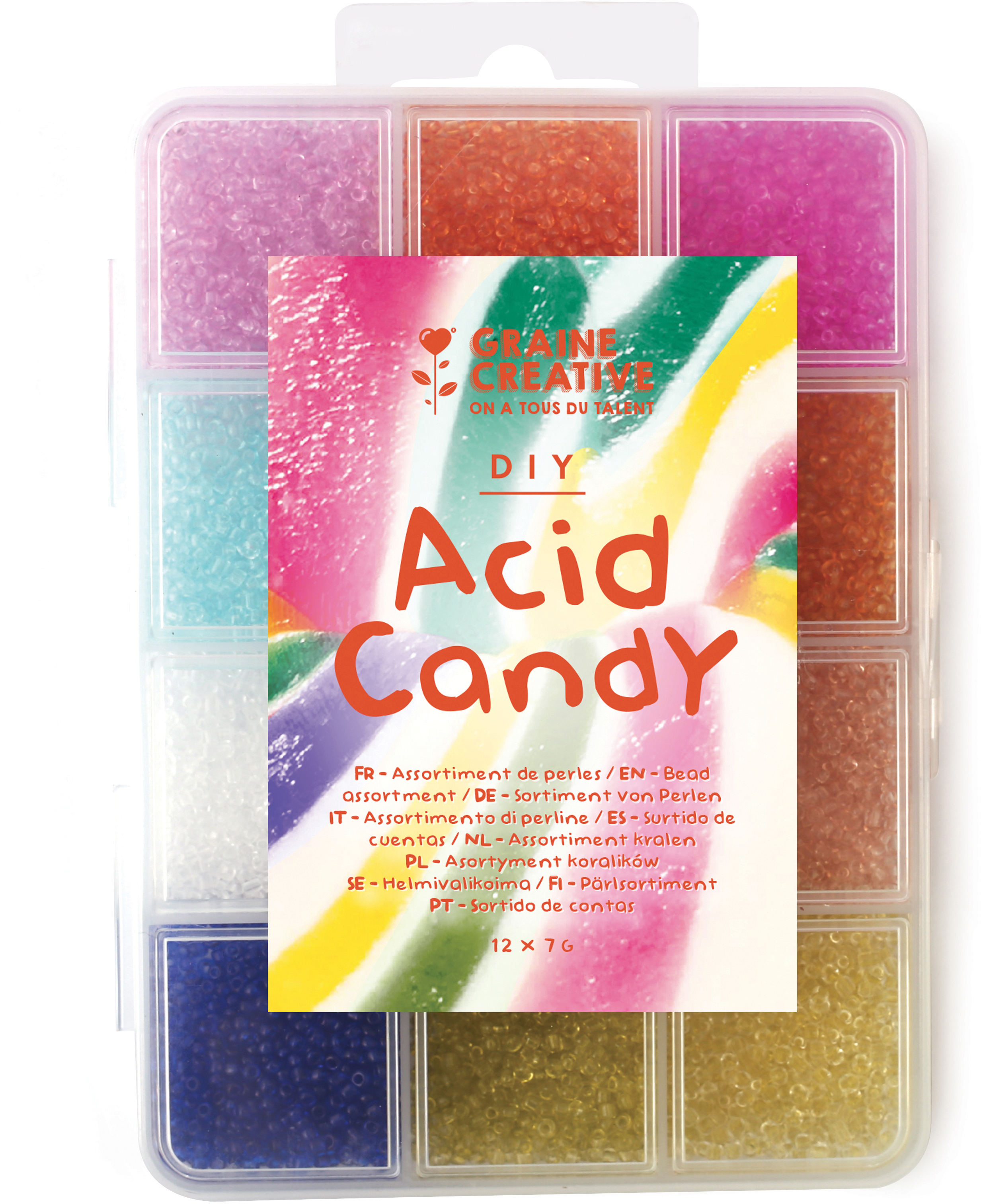 photo GRAINE CREATIVE Kit de perles Acid Candy GC-736110 12 couleurs
