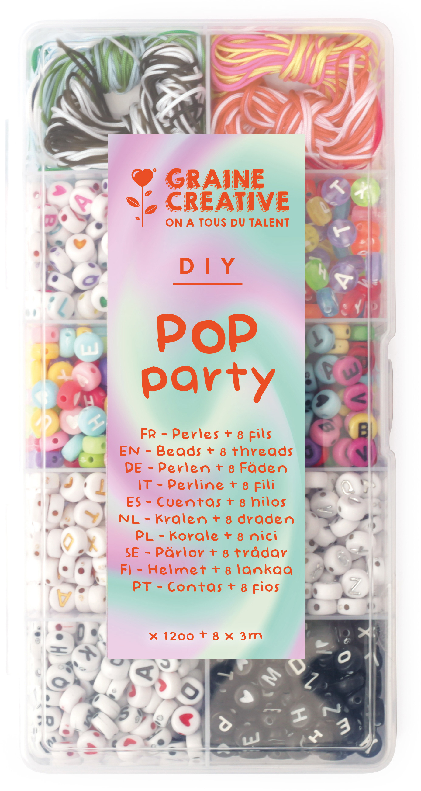 photo GRAINE CREATIVE Perles lettres GC-736123 Pop Party 1200 pièces