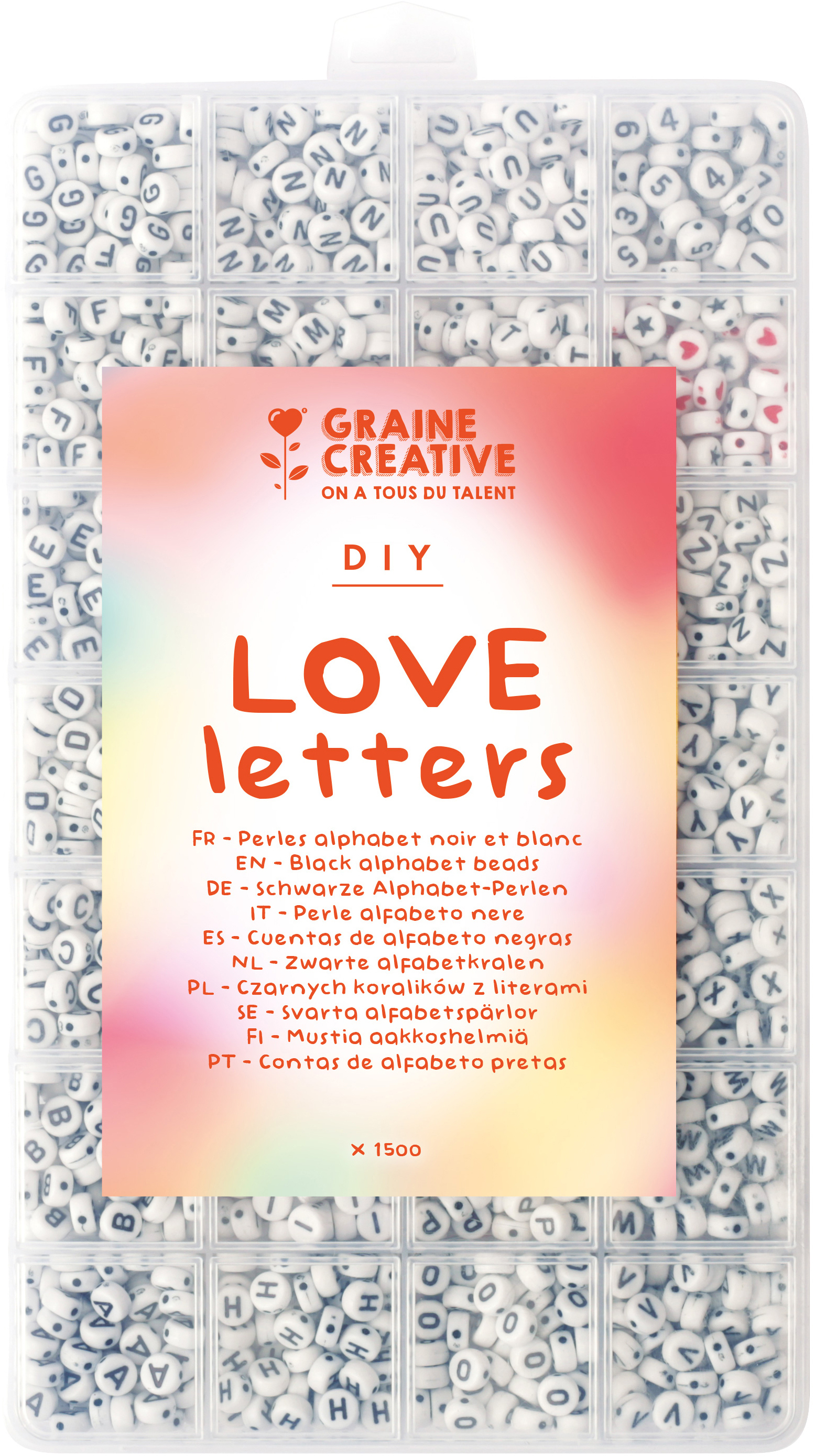 photo GRAINE CREATIVE Perles lettres GC-736125 Love Letters 1500 pièces