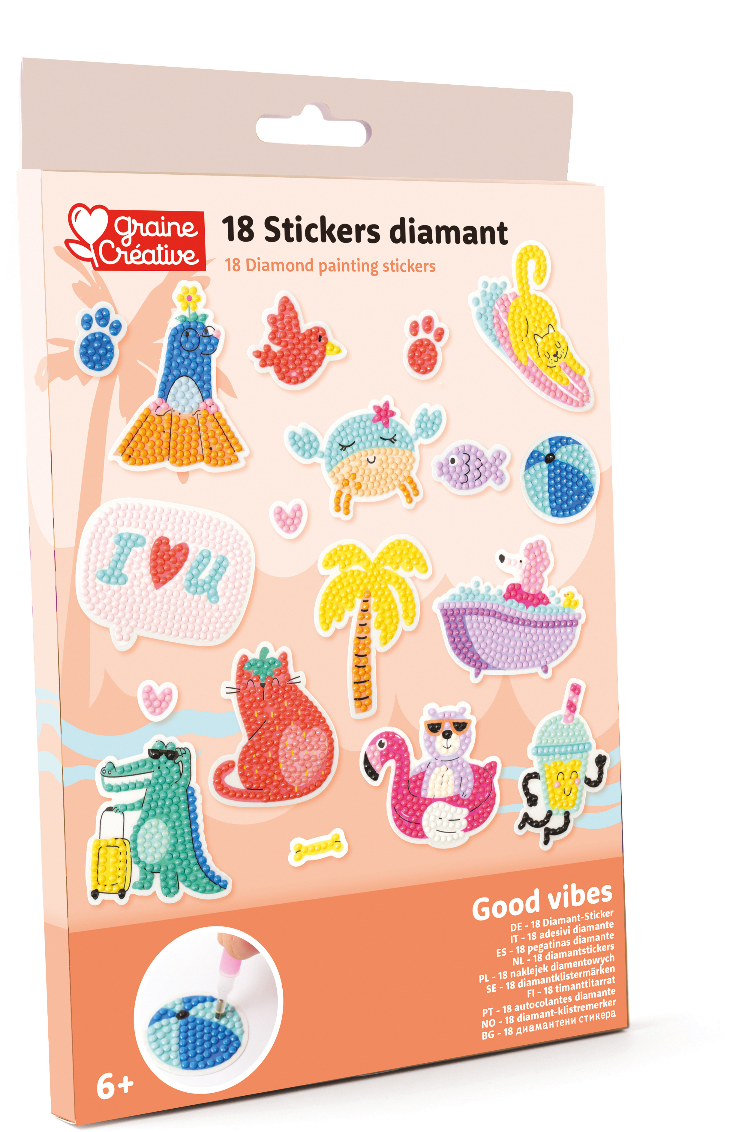 photo GRAINE CREATIVE Diamond Painting Sticker GC-750284 Good Vibes 18 stickers