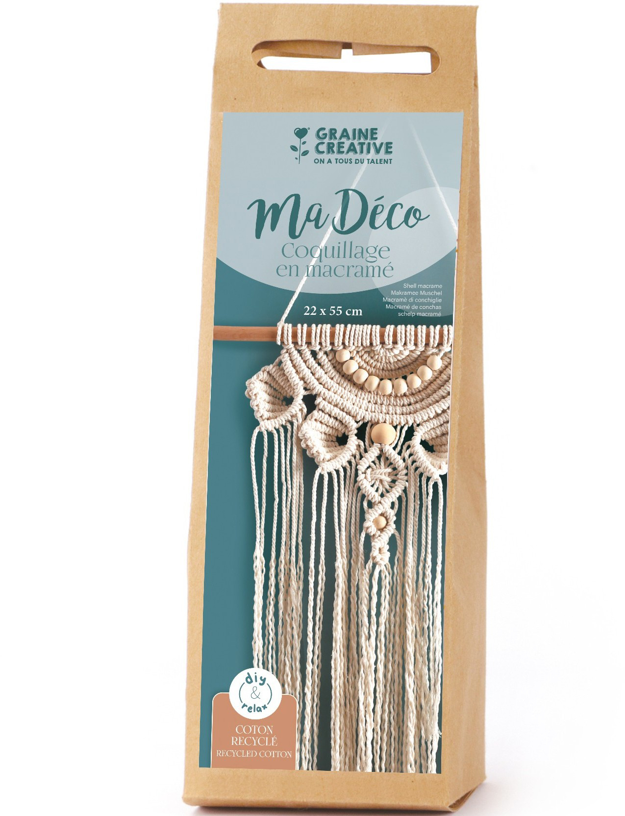 photo GRAINE CREATIVE Makramee Kit Bohème Shell GC-791062 accessoires incl.
