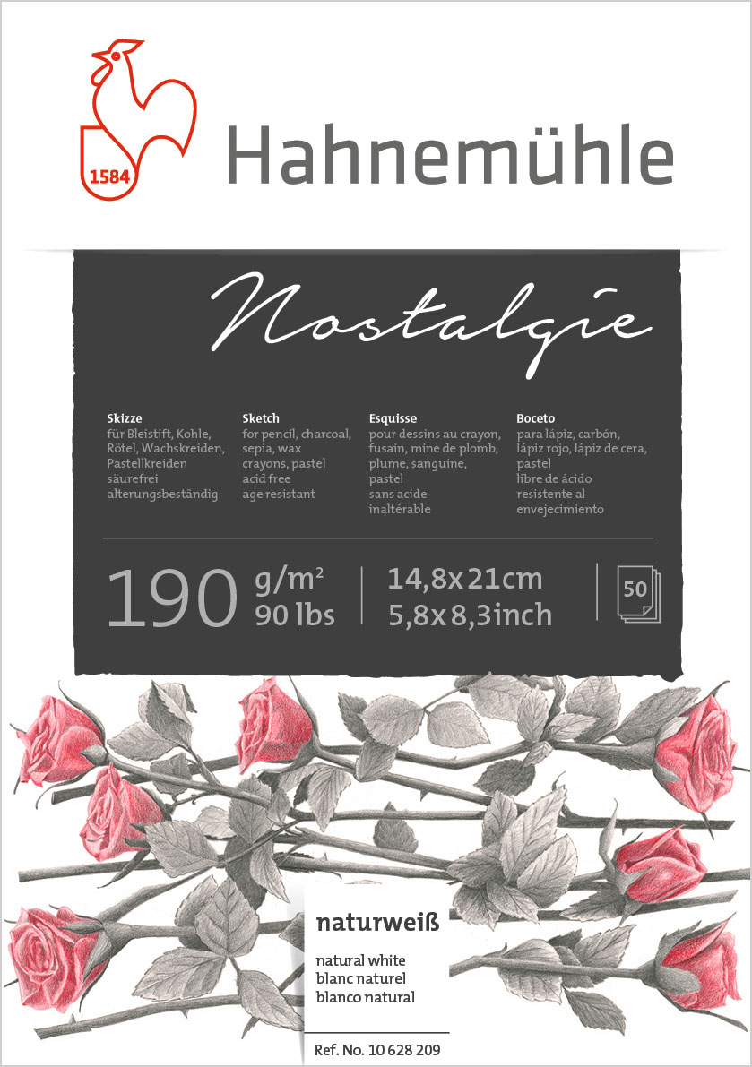 photo HAHNEMÜHLE Bloc à dessin Nostalgie A5 10628209 blanc, 190g 50 feuilles