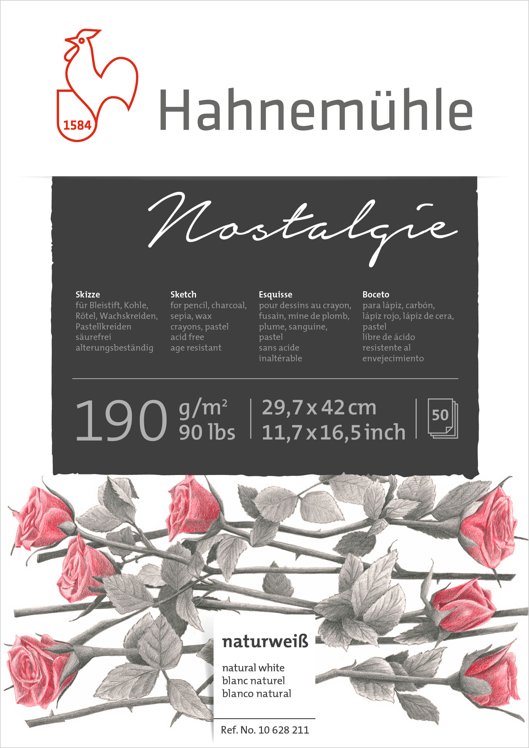 photo HAHNEMÜHLE Bloc à dessin Nostalgie A3 10628211 blanc, 190g 50 feuilles