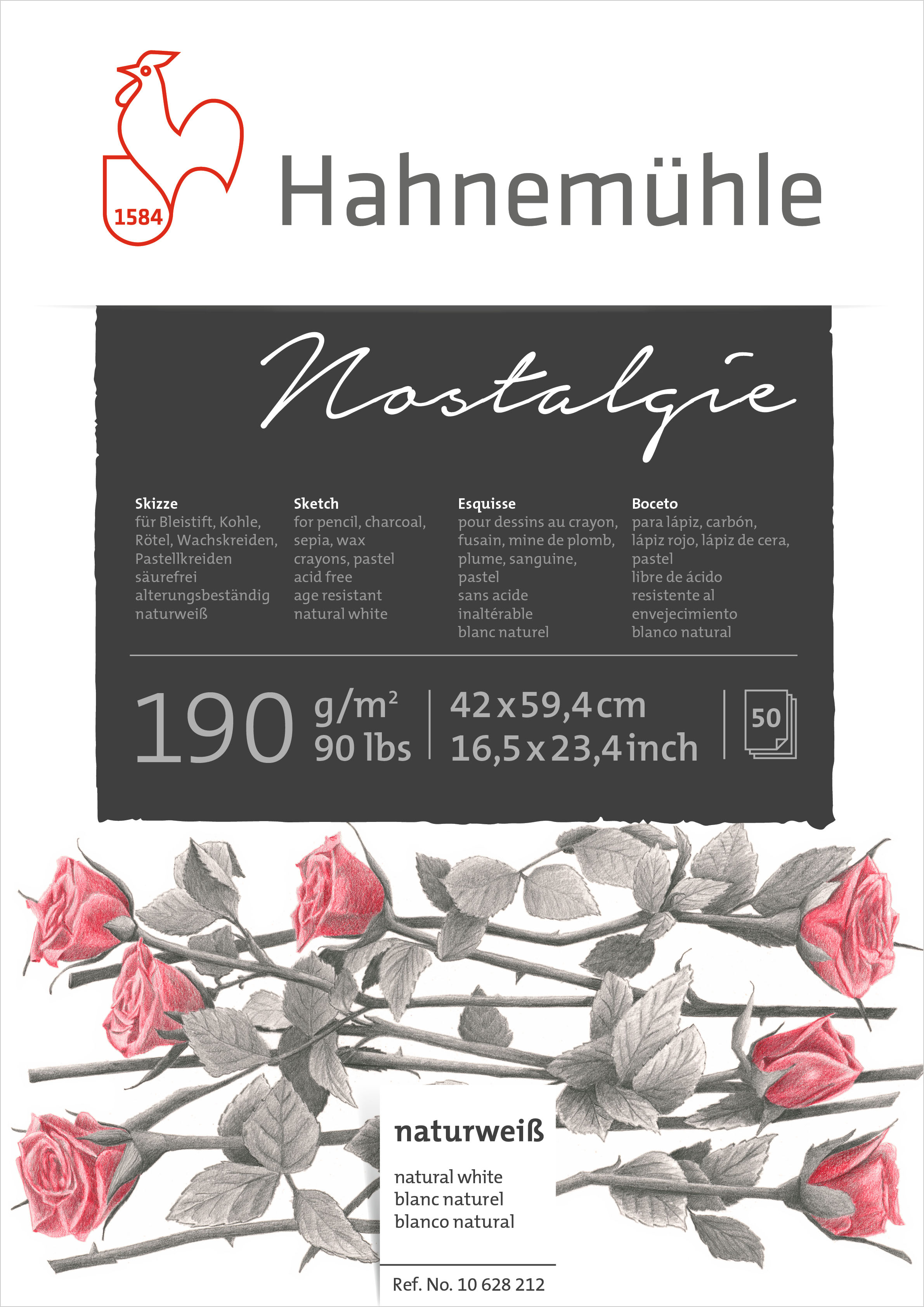photo HAHNEMÜHLE Bloc à dessin Nostalgie A2 10628212 blanc, 190g 50 feuilles