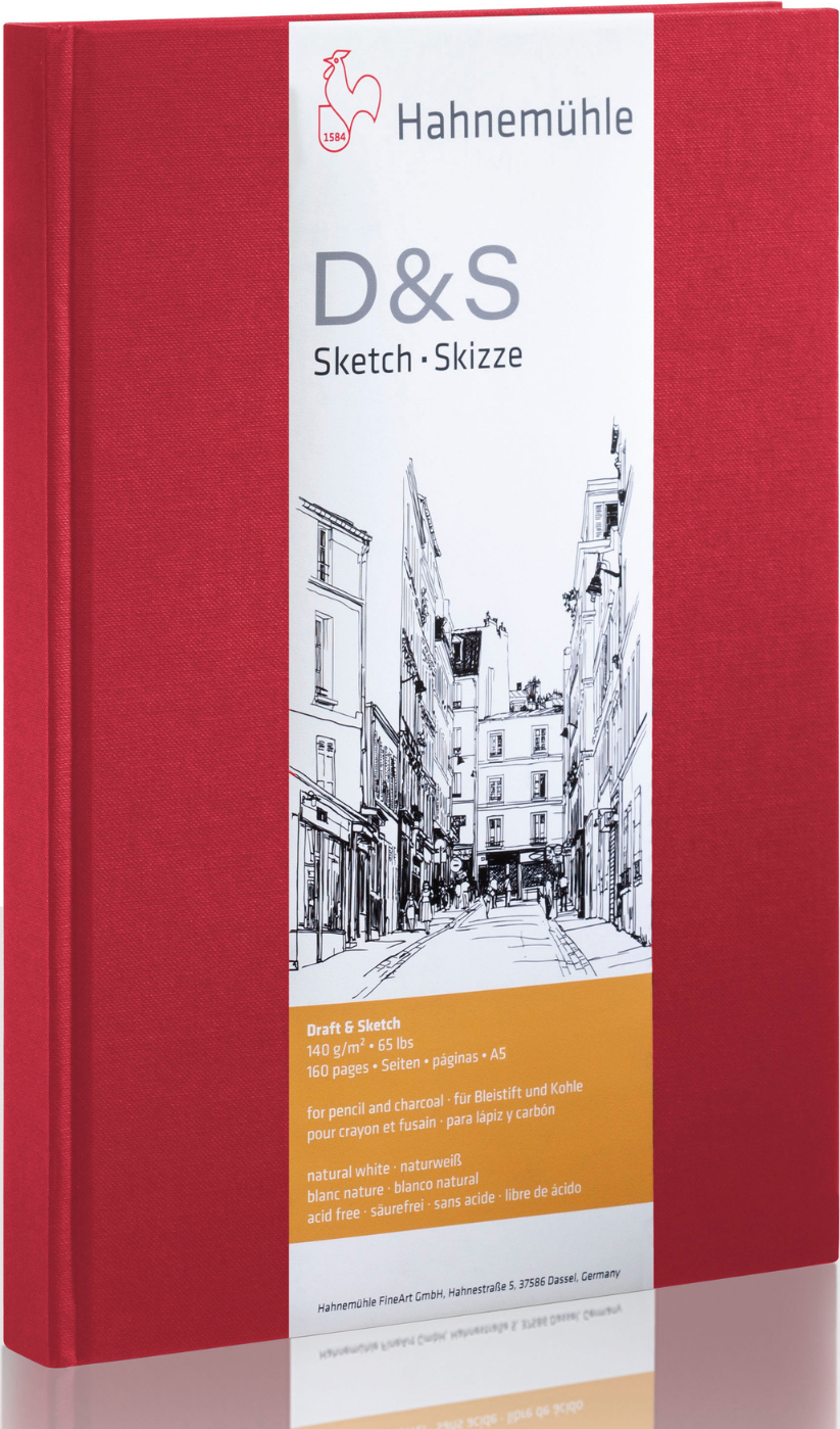 photo HAHNEMÜHLE Sketchbook D&S A5 haut 10628292 rouge 80 feuilles