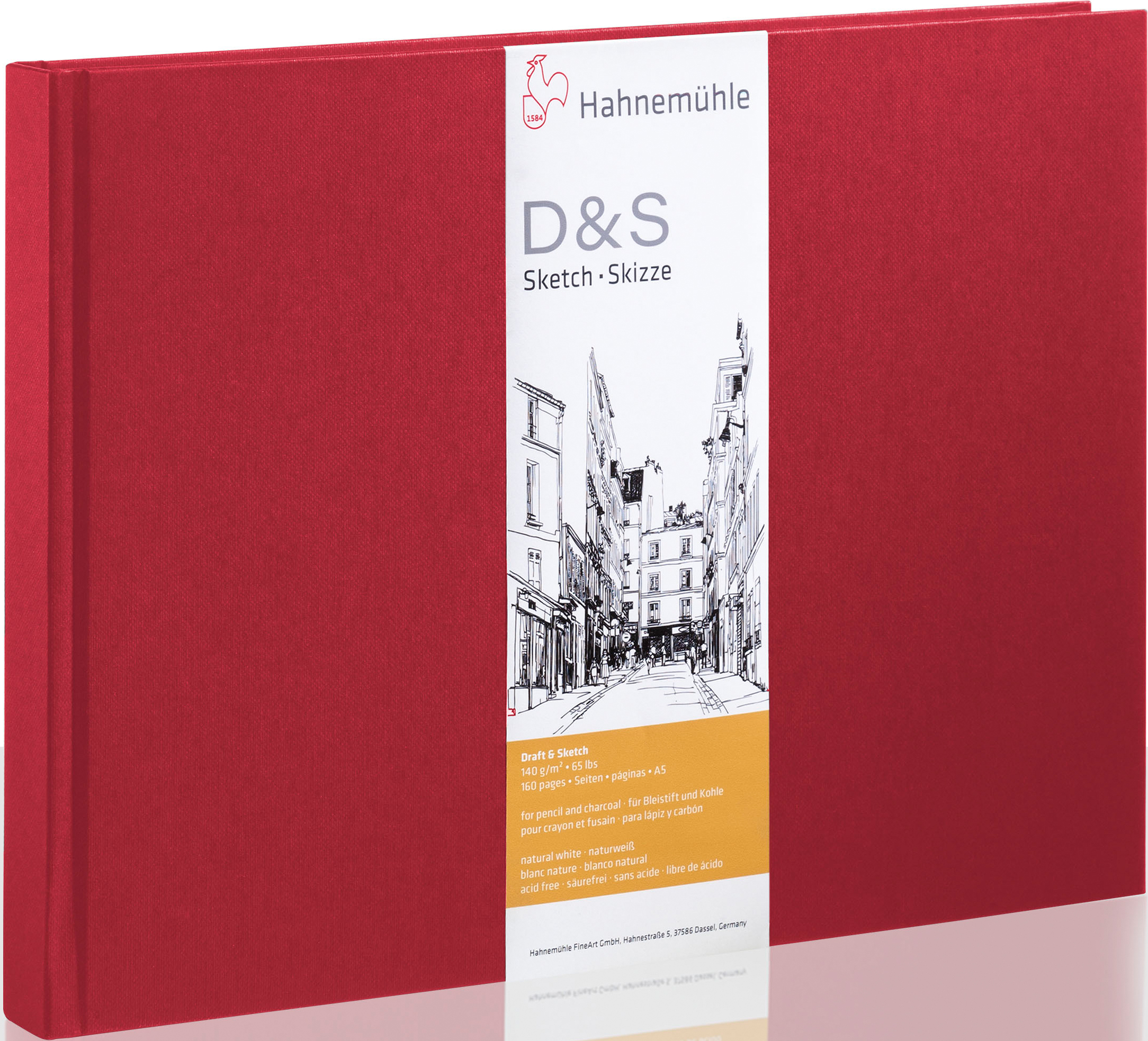 photo HAHNEMÜHLE Sketchbook D&S A5 quer 10628293 rouge 80 feuilles