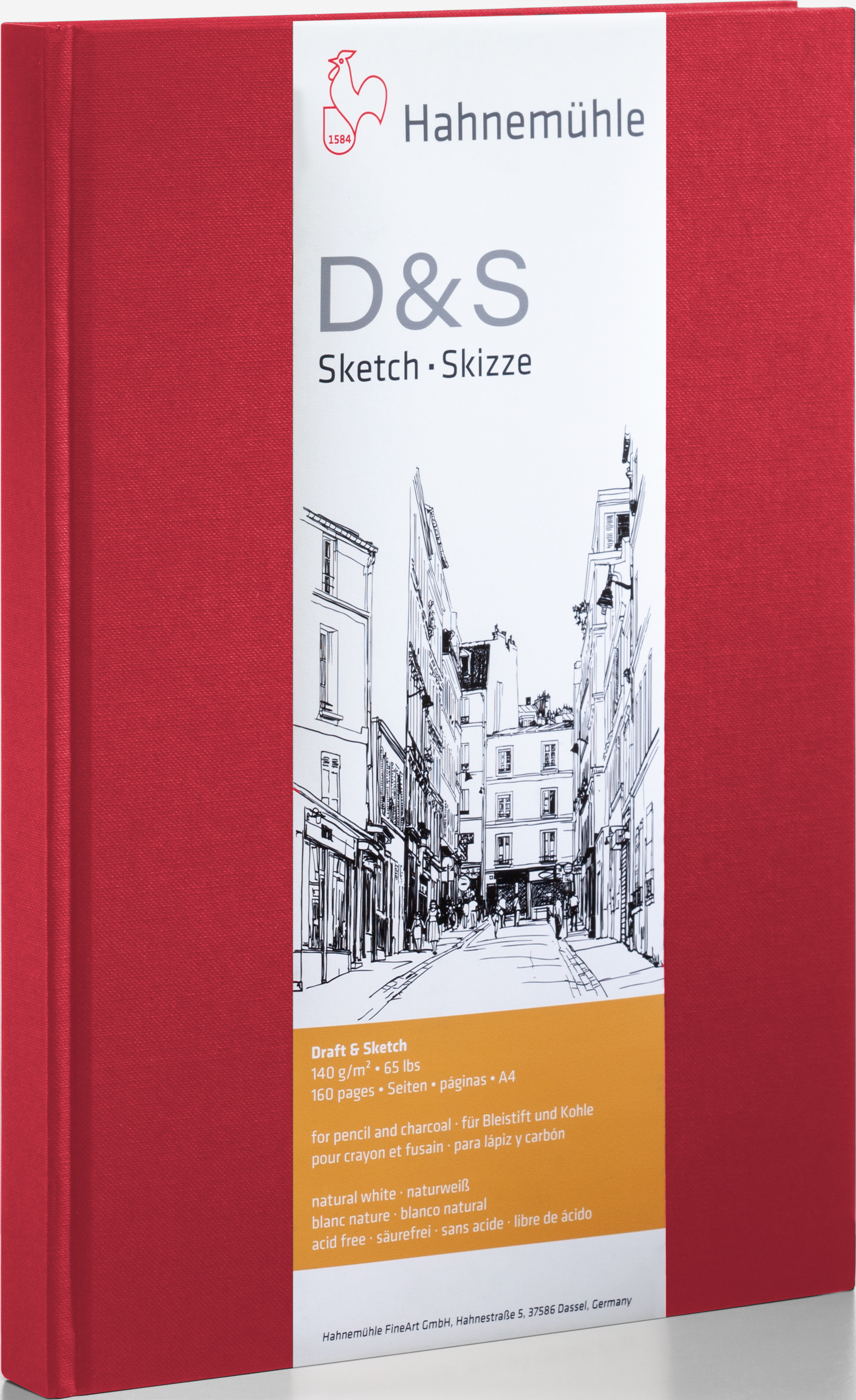photo HAHNEMÜHLE Sketchbook D&S A4 hoch 10628294 rouge 80 feuilles
